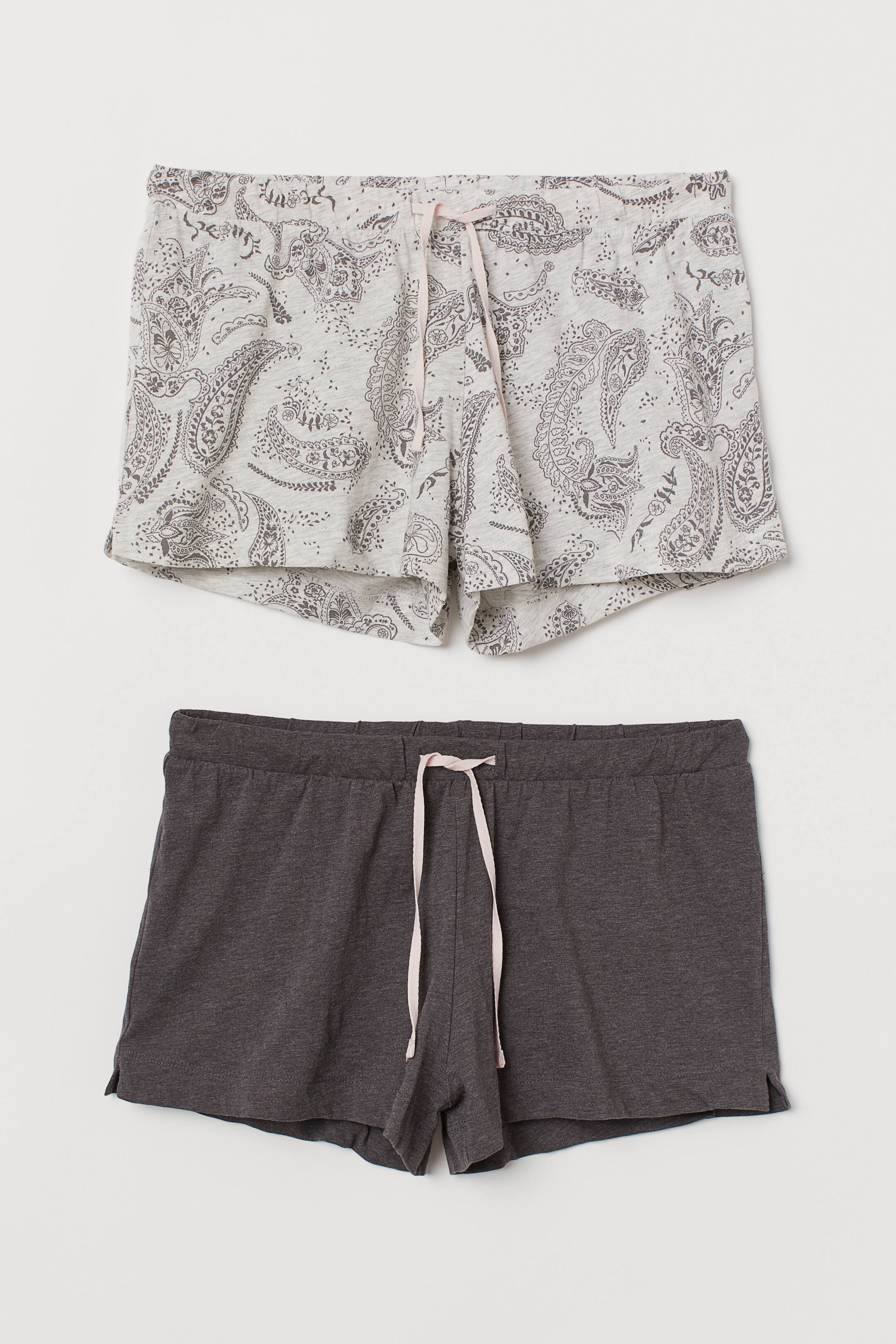 Größeres Bild ansehen: 2er-Pack Schlafshorts - Graumeliert/Paisleymuster - Ladies | H&M DE 1