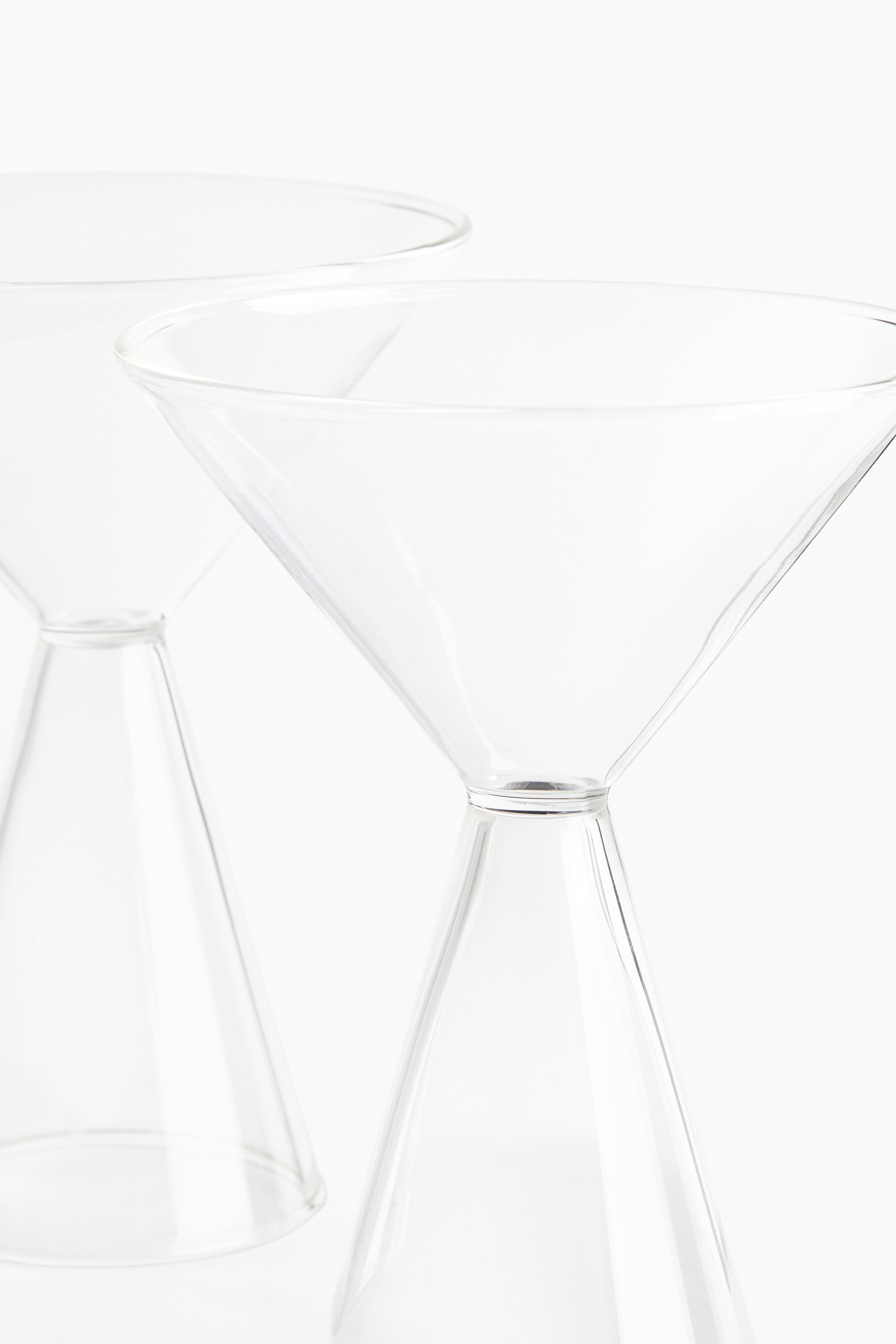 Lot de 2 verres à cocktail soufflés à la bouche