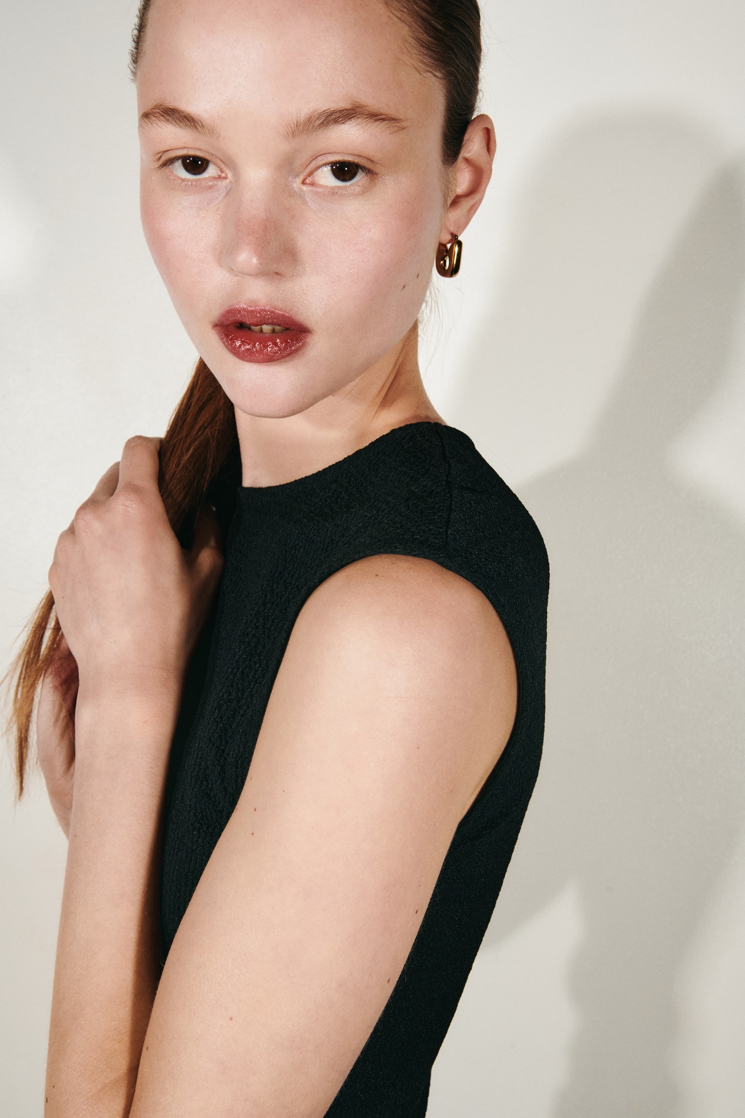 Textured jersey top - Black/Light beige/Patterned/Rust red/Light dusty blue - 6