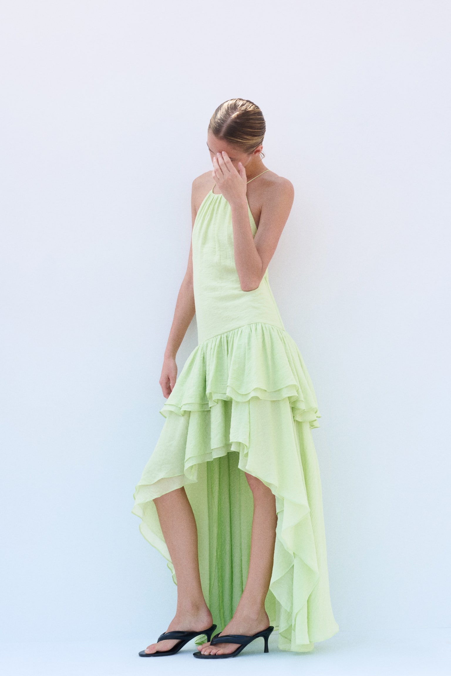 Женское платье H&M Tiered High-Low, цвет: Светлый зелёный — фото 3