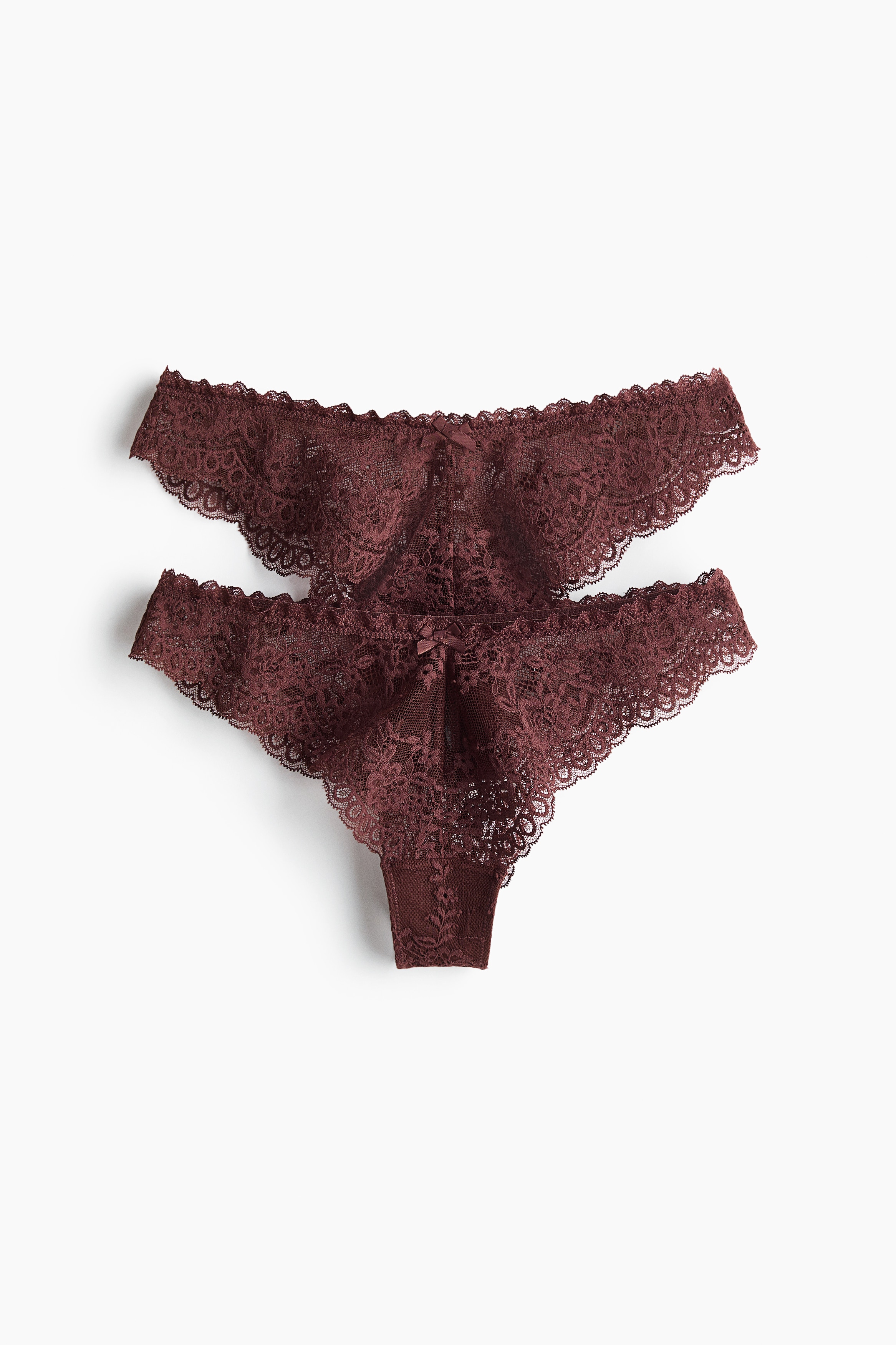 2-pack lace Brazilian briefs - Rust brown/Light pink/Cream/Brown
