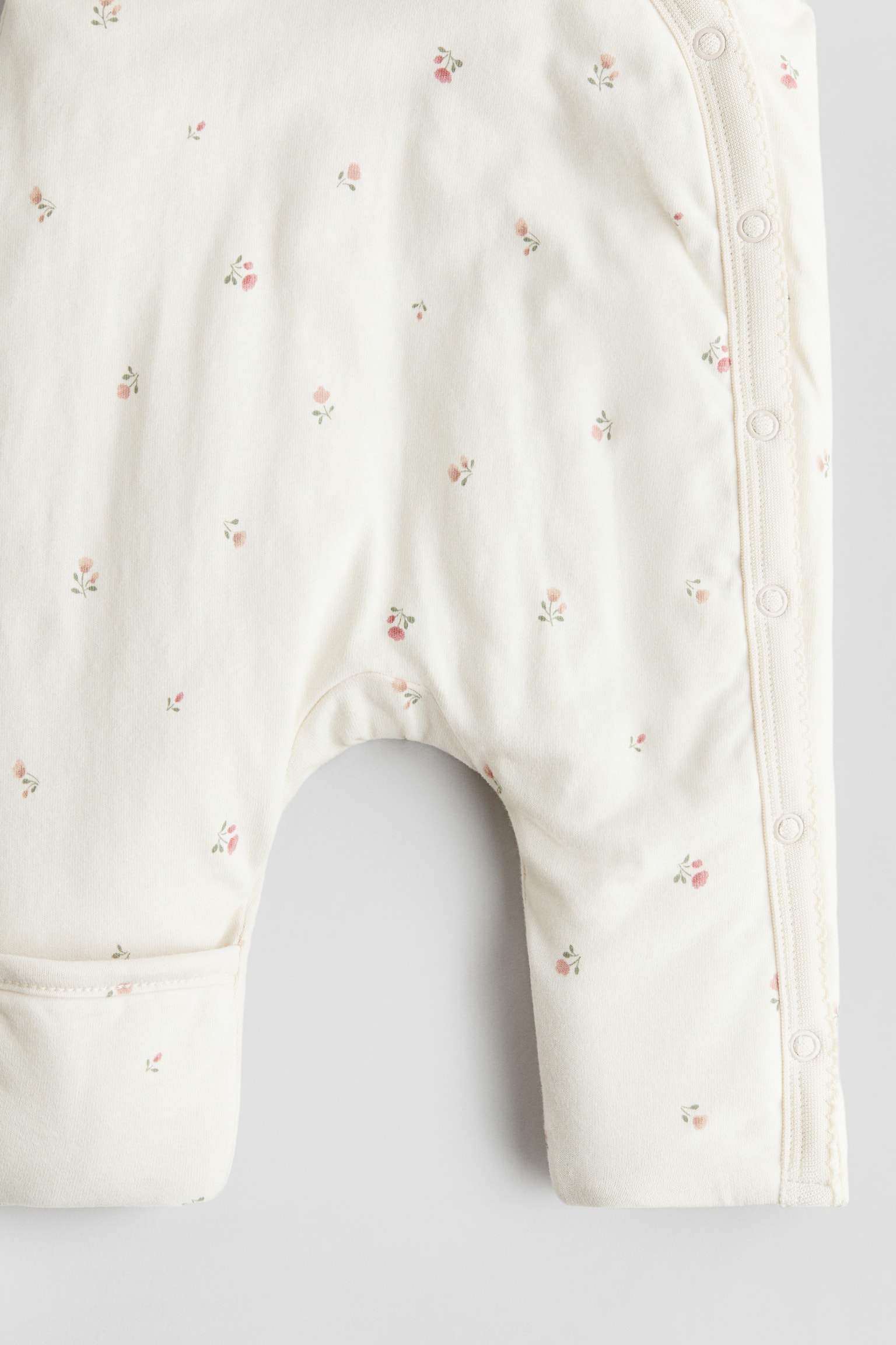 Cotton pramsuit - White/Floral - 3