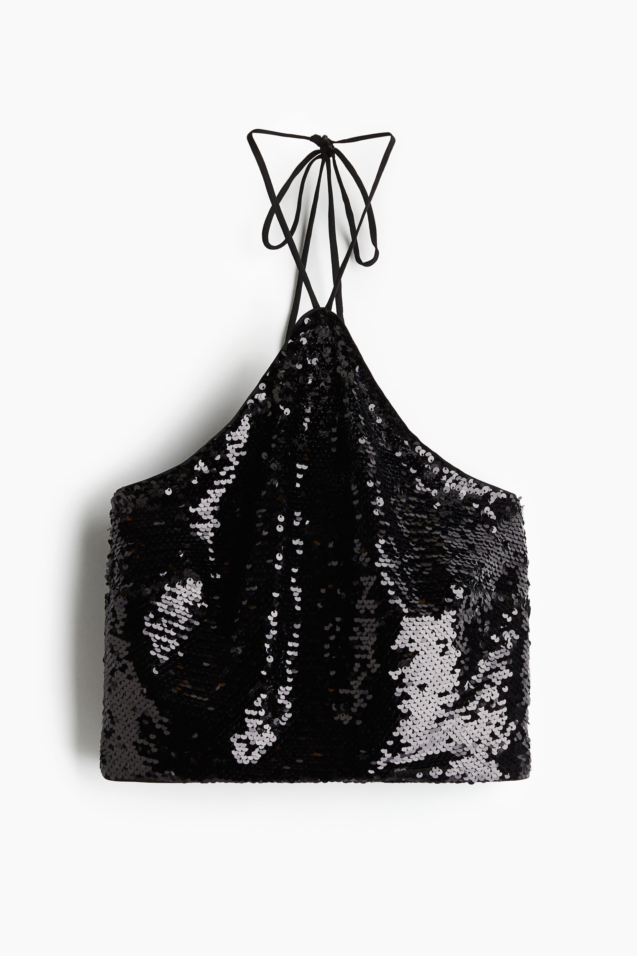 View larger image: Cropped Sequin Halterneck Top - Black - Ladies | H&M AU 1