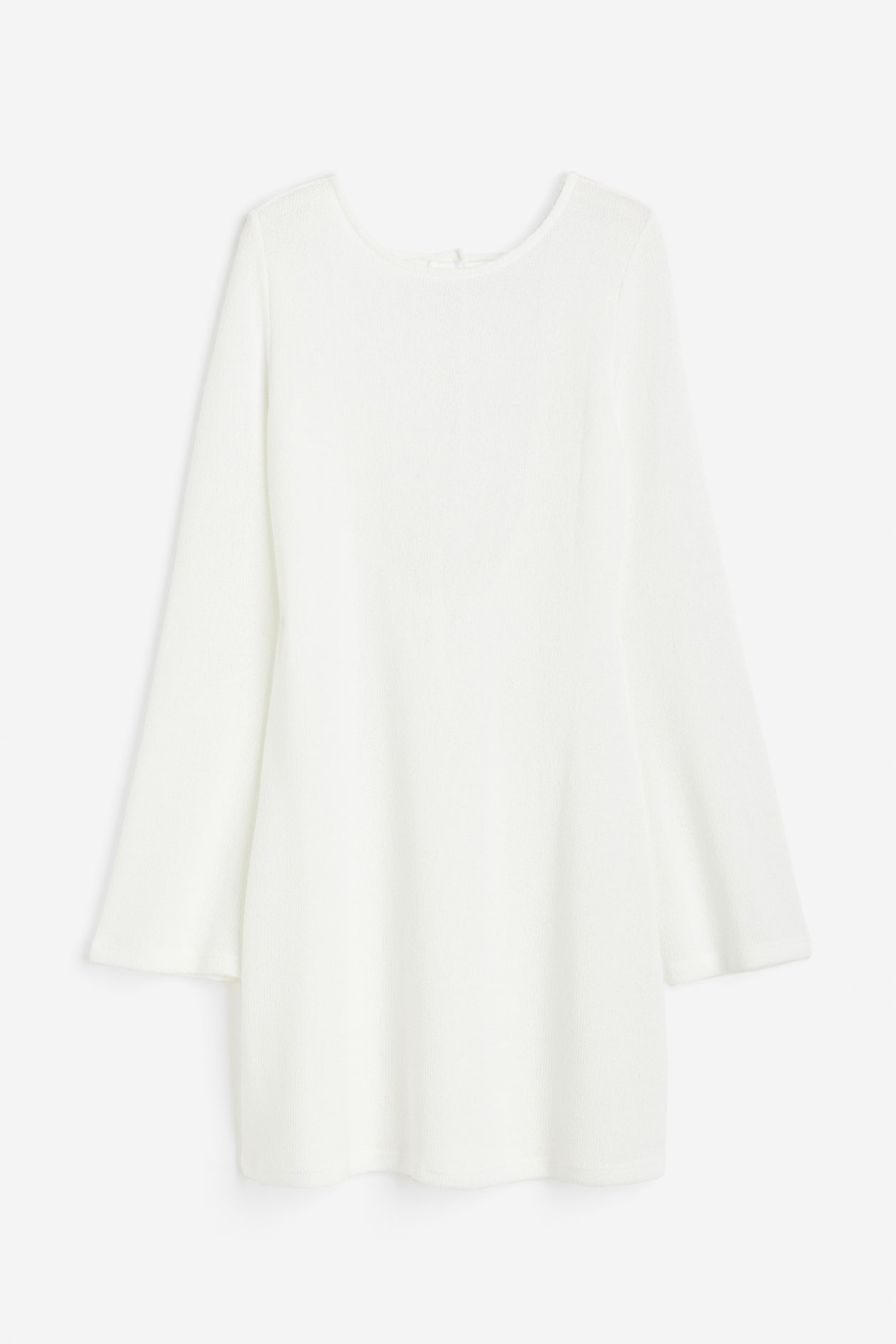 Tie-detail Knit Dress - Round Neck - Long sleeve - White - Ladies | H&M US