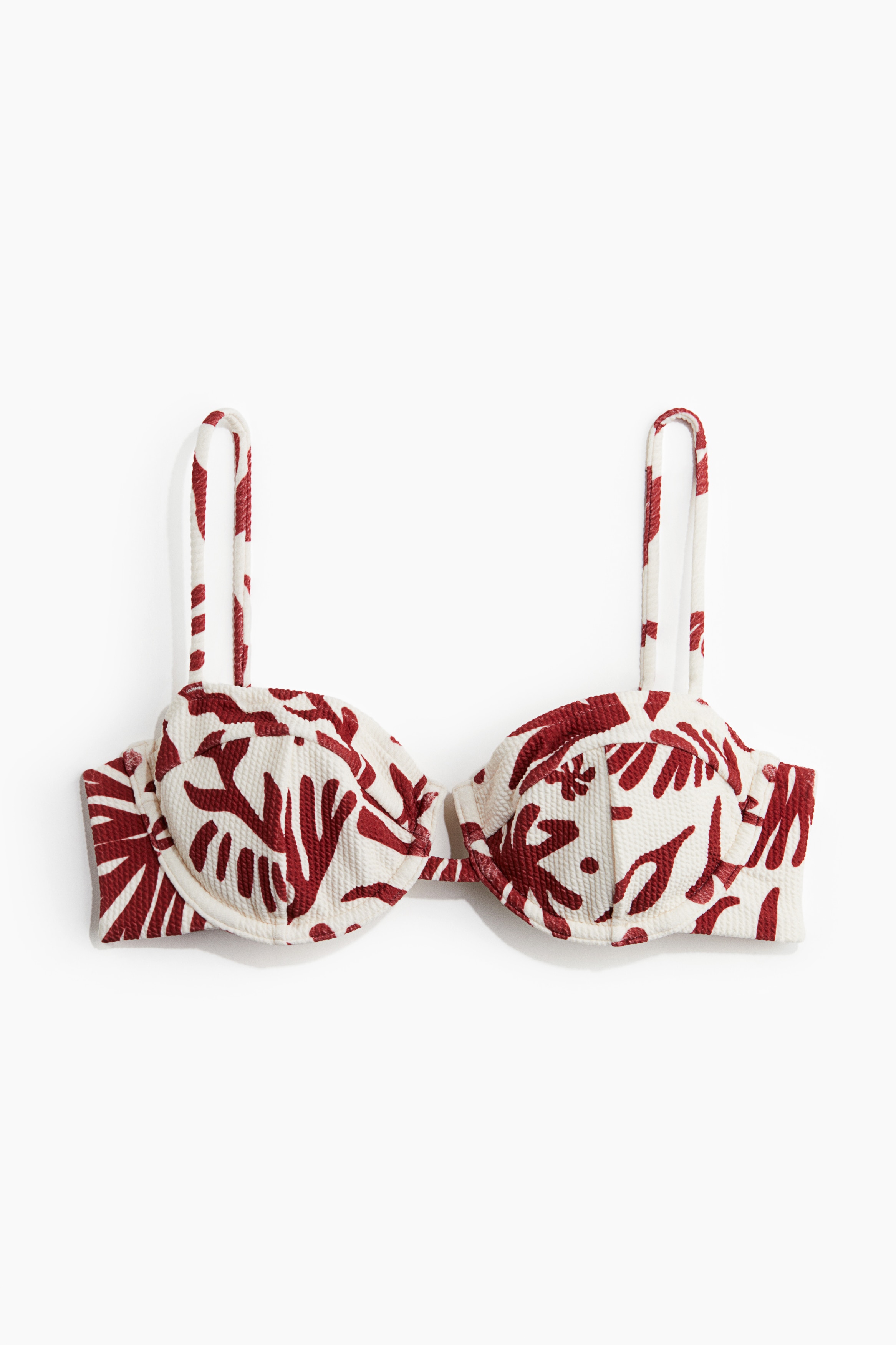 Bikini Üstü - Beyaz/Koyu kırmızı desenli/Fıstık yeşili