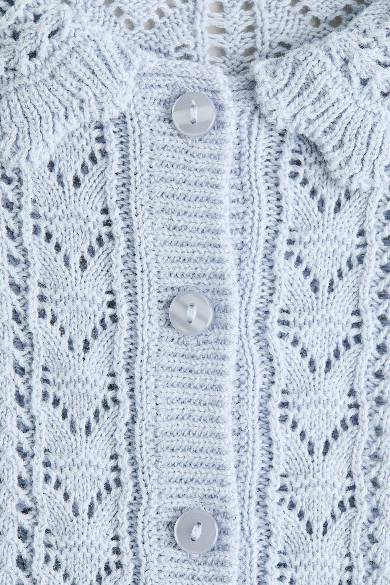 Crochet-look short-sleeved cardigan - Light blue/Cream - 3