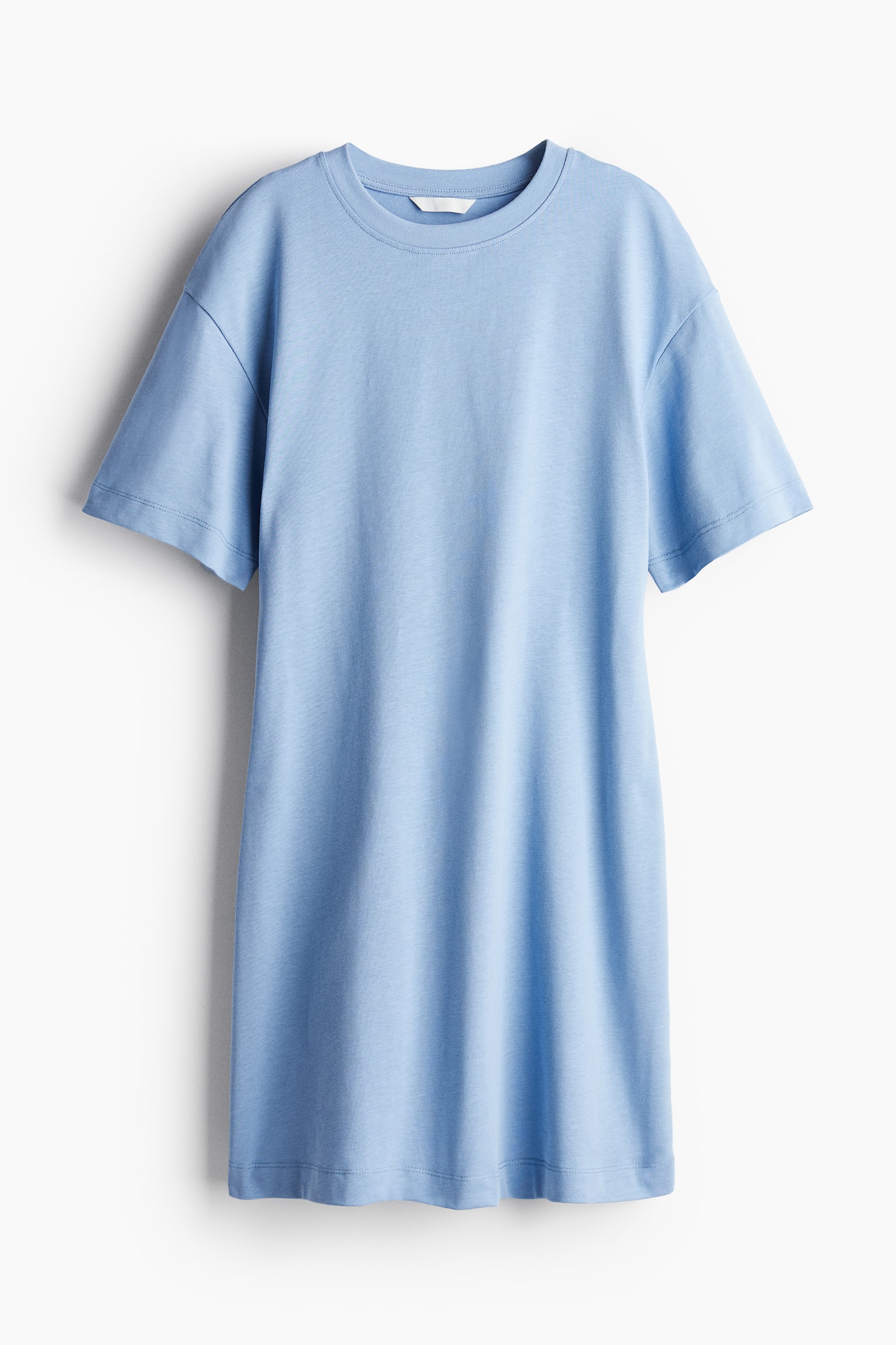 Waisted T-shirt dress - Light blue/White/Black - 2