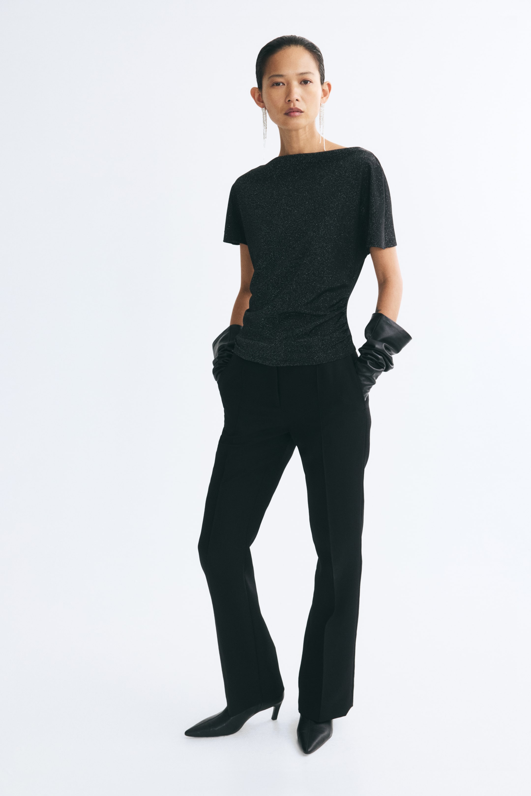 View larger image: Butterfly-sleeved jersey top - Black - Ladies | H&M 1