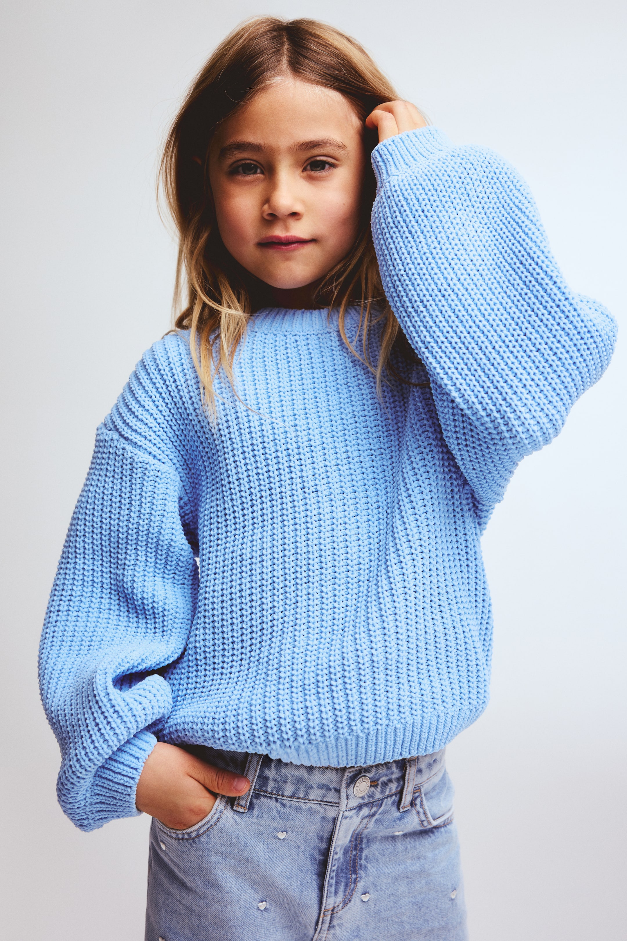 View larger image: Chenille-knit jumper - Light blue - Kids | H&M IE 1