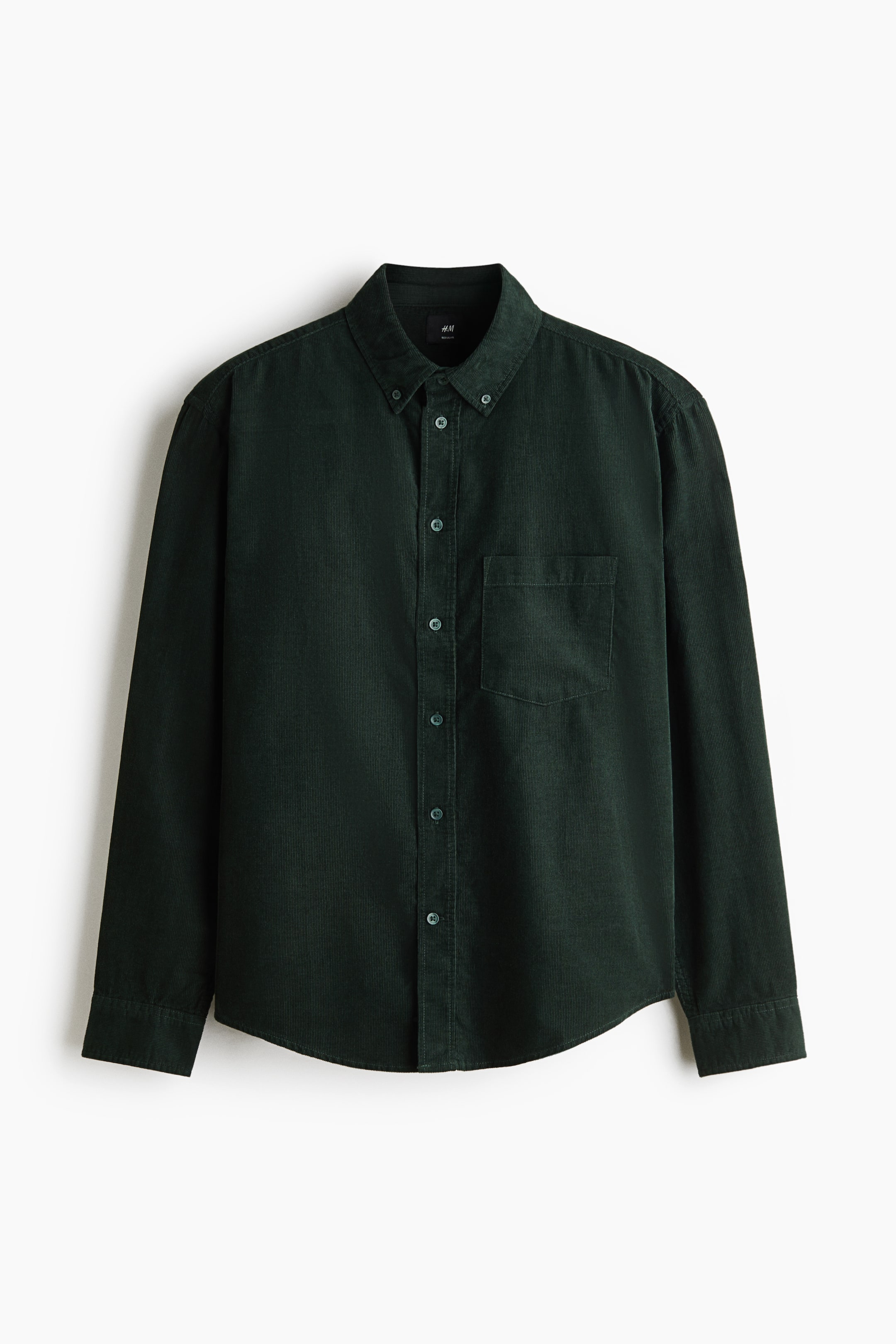 View larger image: Regular Fit Corduroy shirt - Dark green - Men | H&M 1