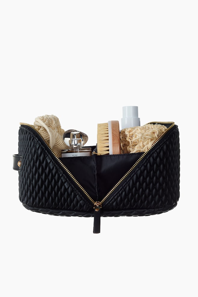 Neceser cuadrado con diseño guateado - Negro/Beige claro - 5