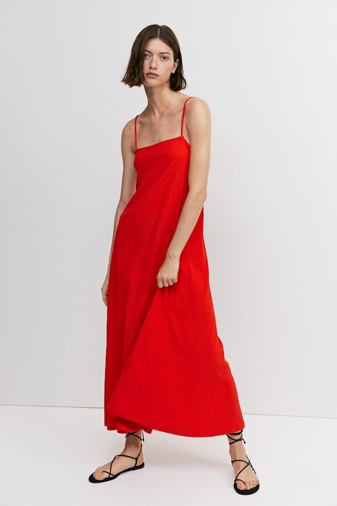 Textured strappy dress - Red/Black/Striped/Black - 3
