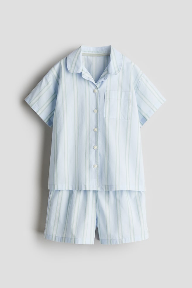 Baumwollpyjama - Hellblau/Gestreift - 1