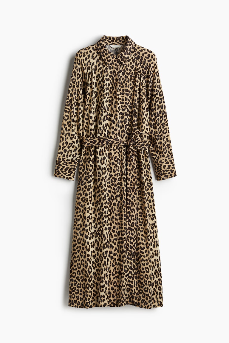 chinese dress ladies Louis Louise Beige Corduroy Leopard Print Umyma Dress