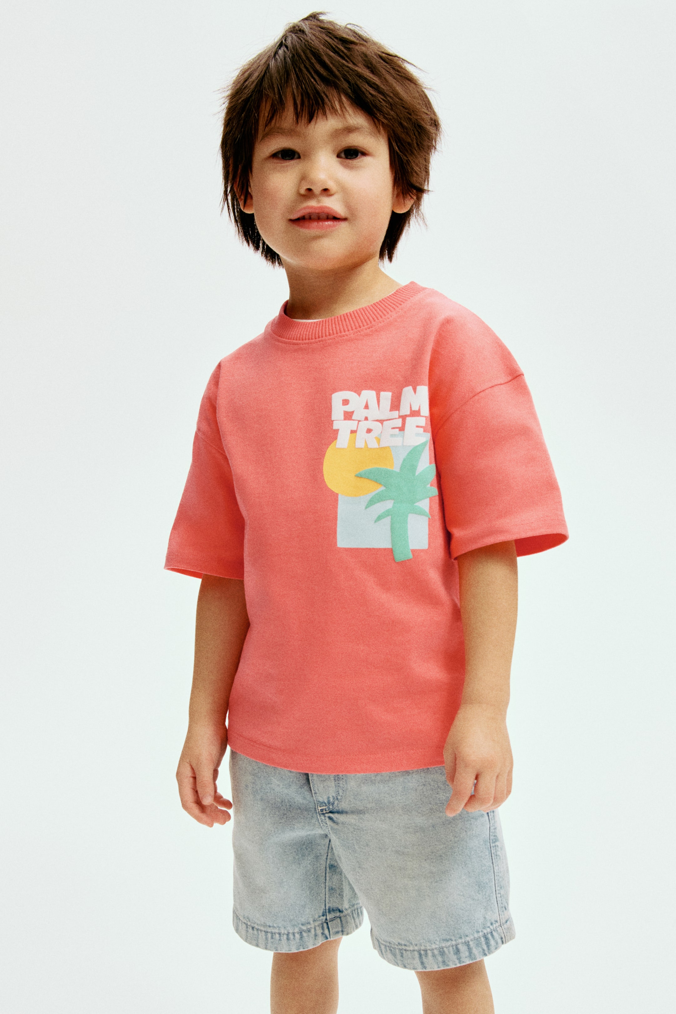 Переглянути збільшене зображення: Футболка з принтом - Pink/Palm Trees - Kids | H&M UA 1