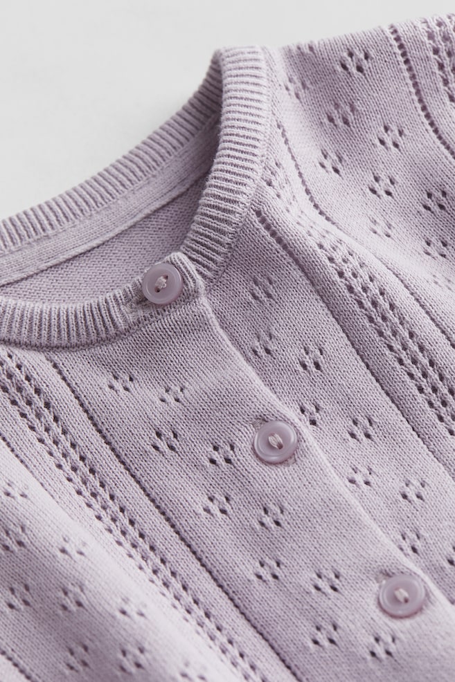 Pointelle-knit cardigan - Light dusty purple/White/Light dusty pink/Light beige/dc/dc - 2