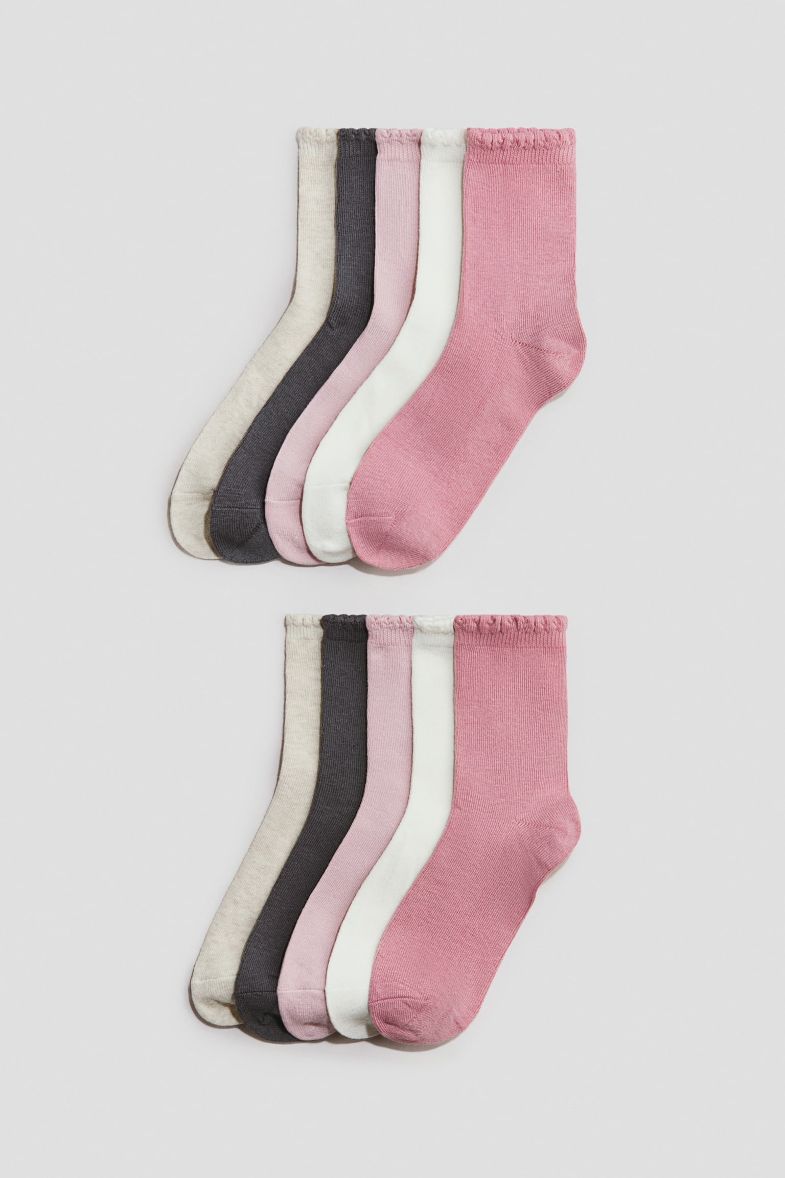 10-pack strumpor - Rosa/Grå/Rosa/Mintgrön/Vit/Svart