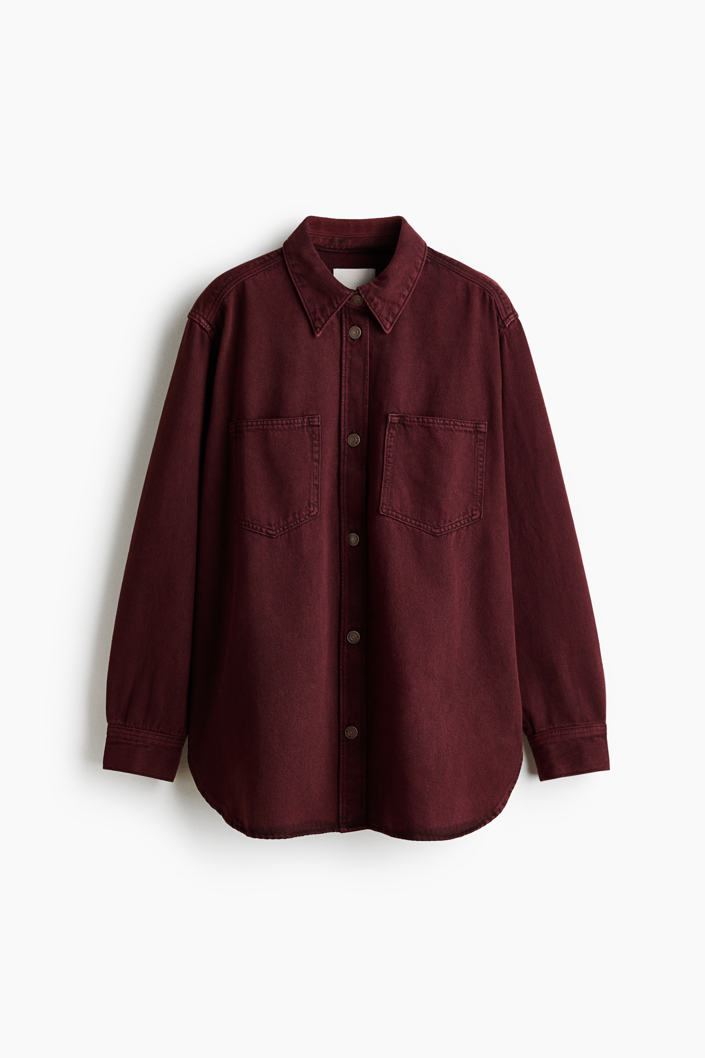 Oversized Denim Shirt - Burgundy