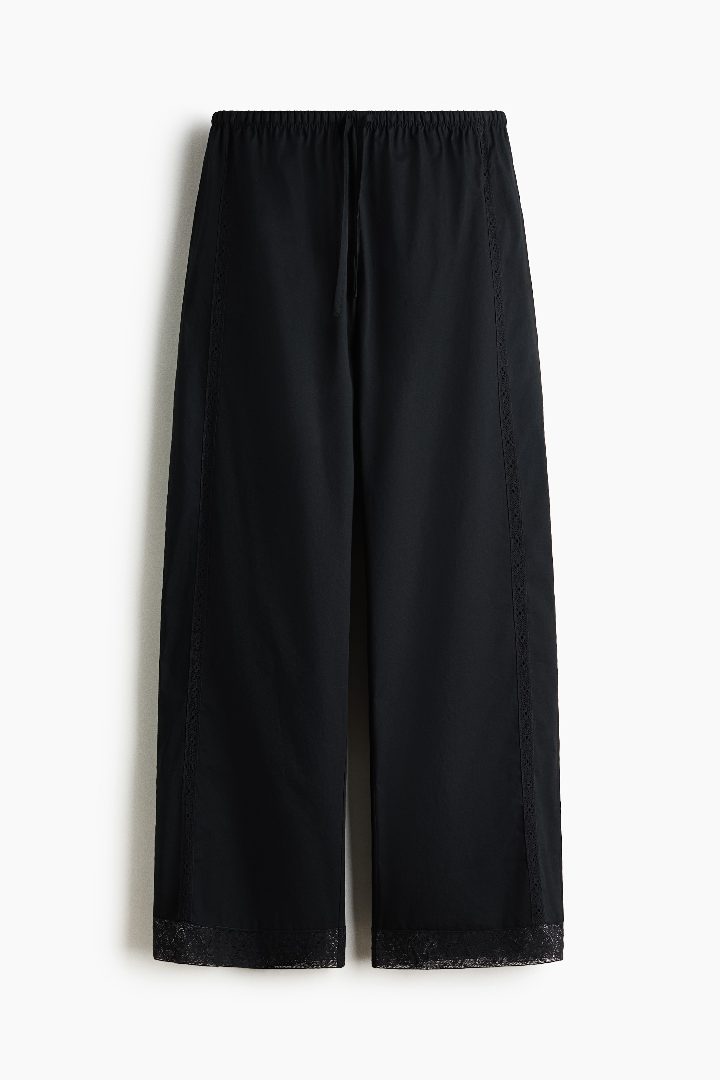 Lace-trimmed drawstring trousers - Black/Powder pink