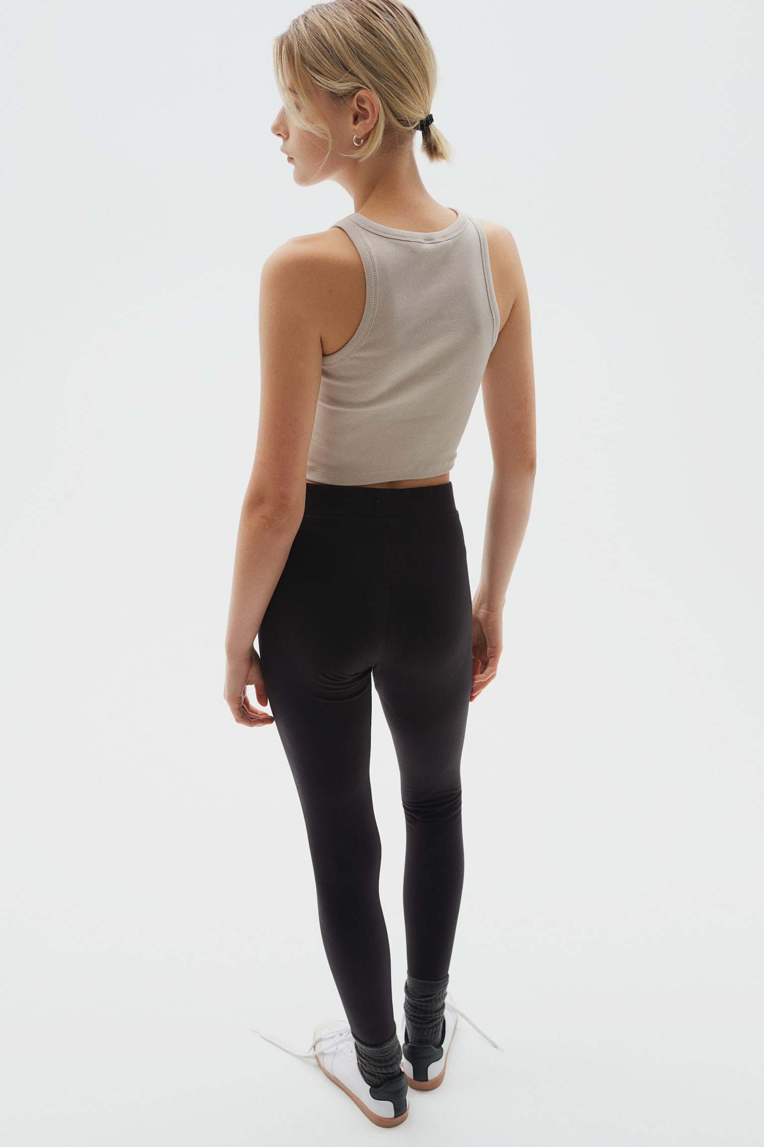 High-waisted leggings - Black/Dark grey/Light greige/Black/Light grey marl/Dark brown - 3