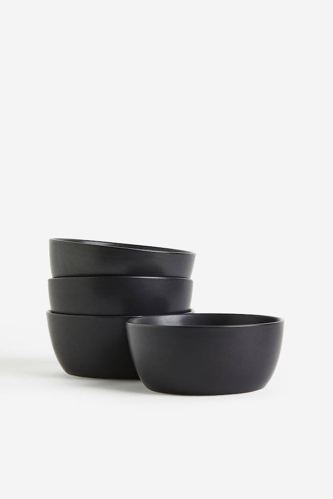 4-pack small porcelain bowls - Black/Light beige - 1