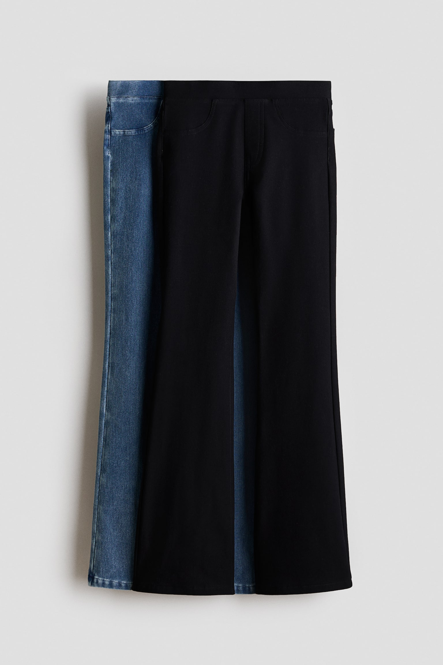 2-pack Jeggings acampanados - Negro/Azul denim - 1