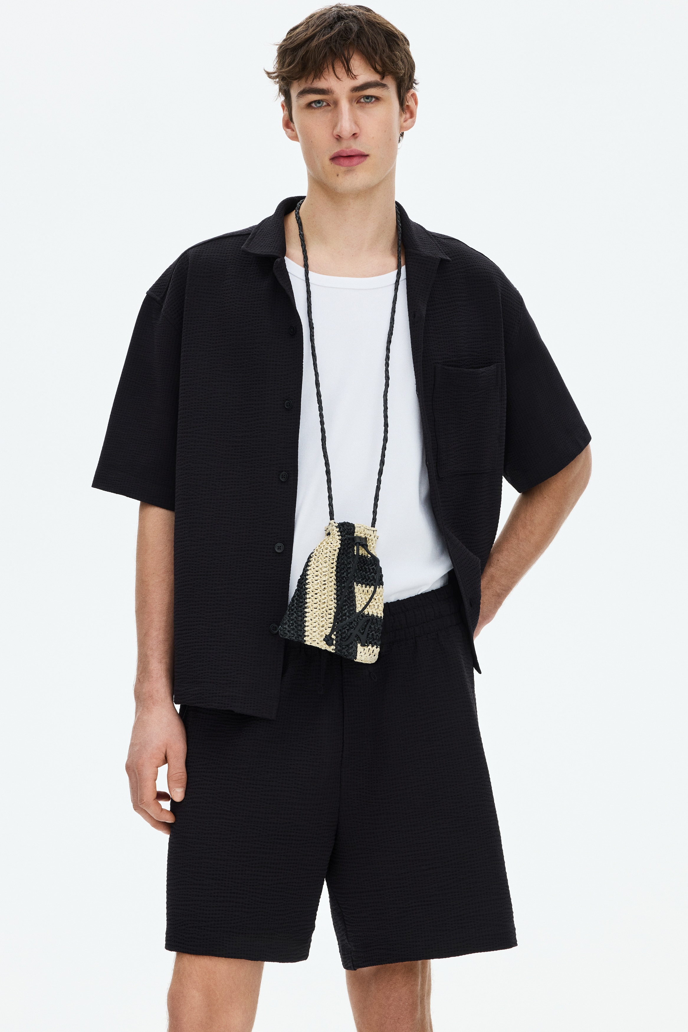 Relaxed-Fit Waffled ShortsModel
