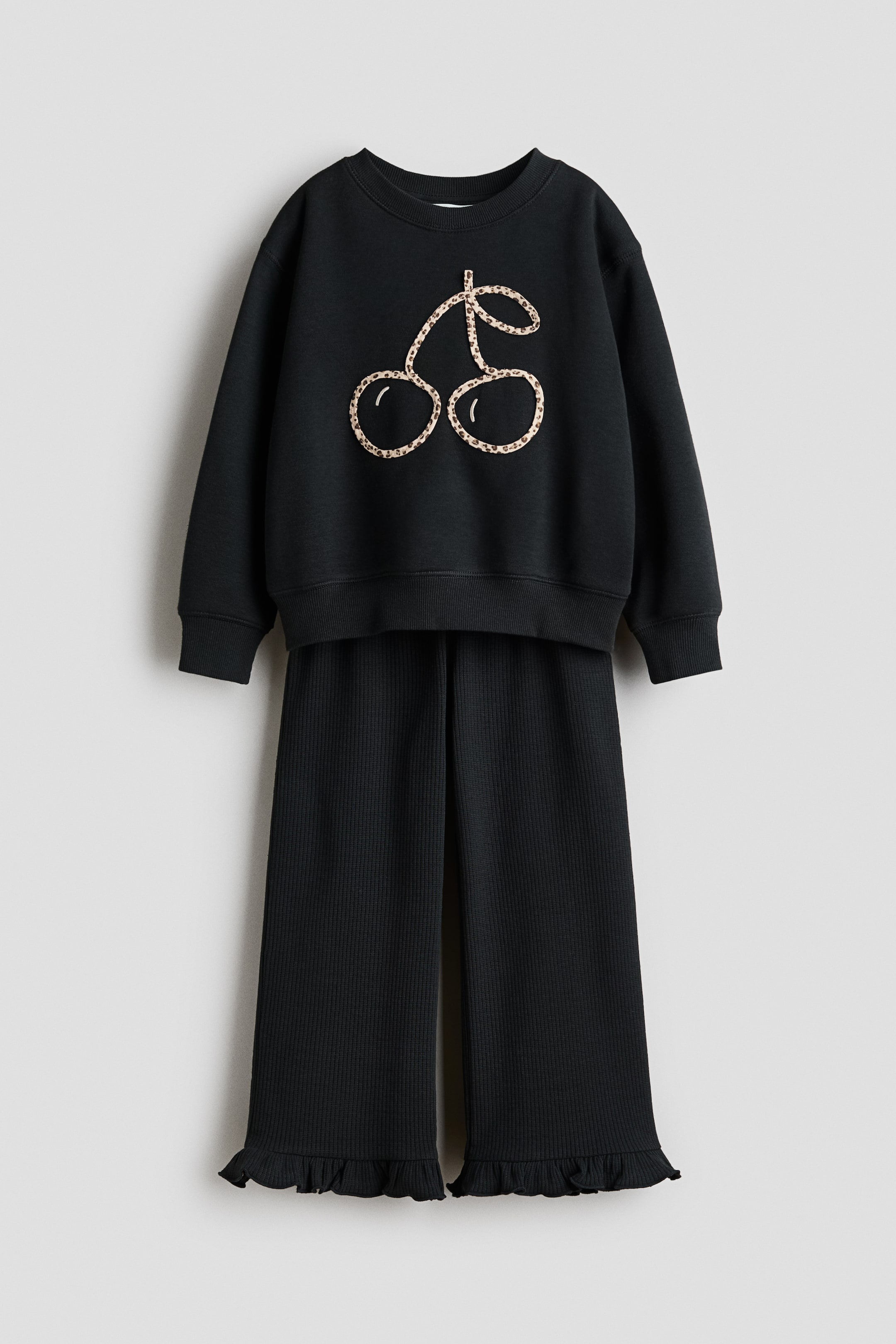 Ampliar la imagen: Conjunto 2 piezas con diseño - Negro/Cerezas - Kids | H&M MX 1