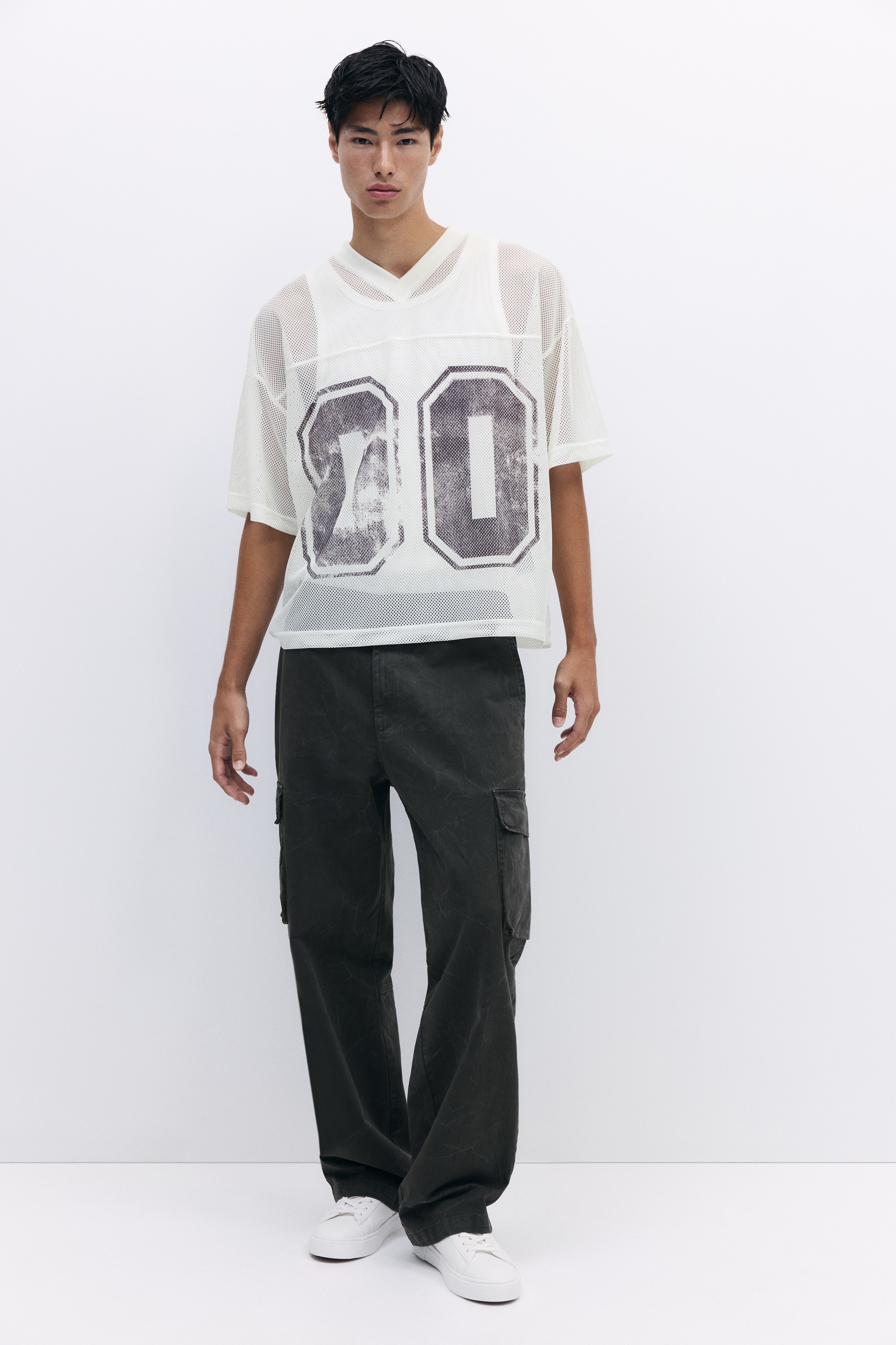Oversized Fit Printed mesh T-shirt