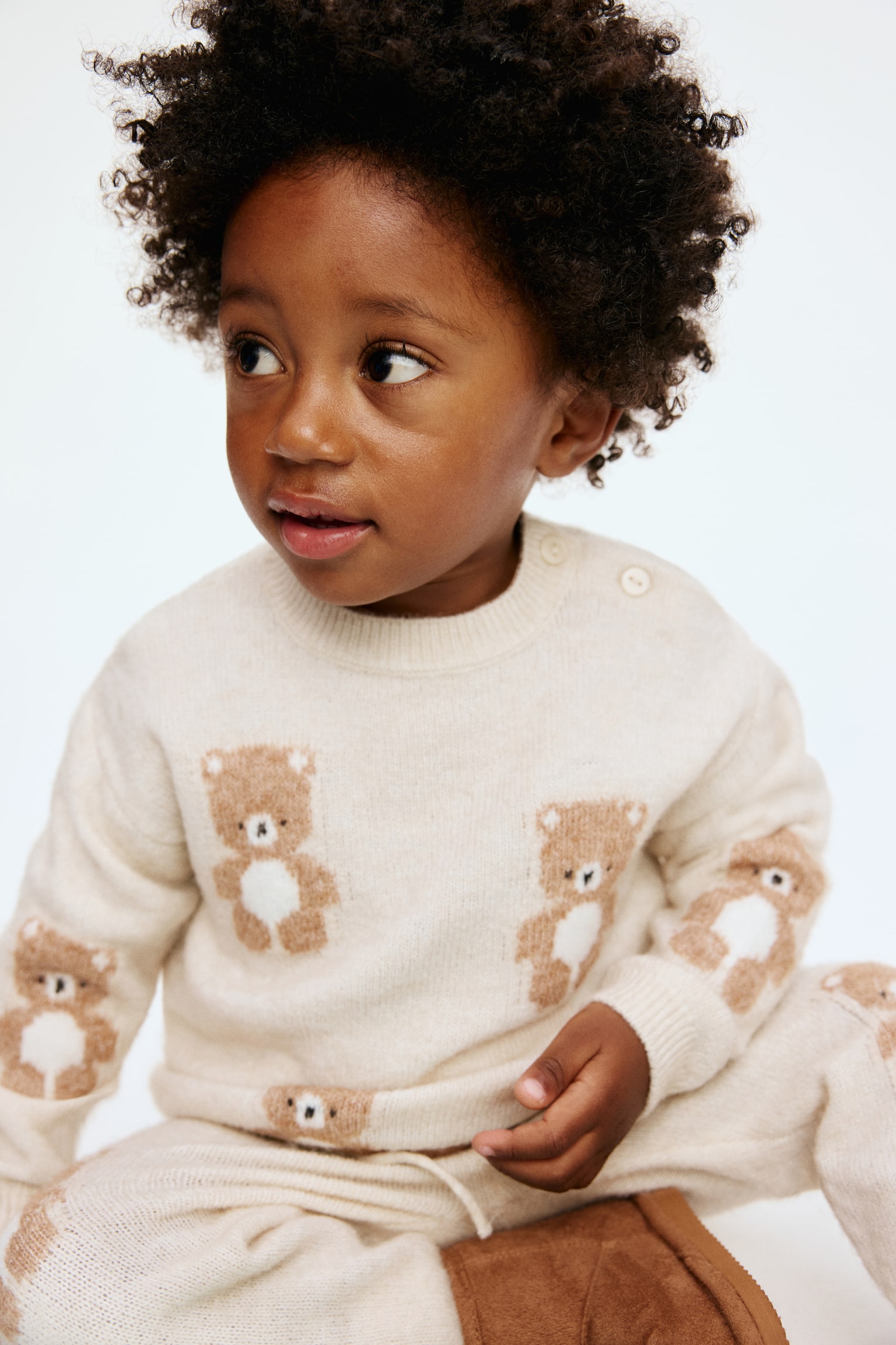 2-piece jacquard-knit set - Light beige/Teddy bears - 3