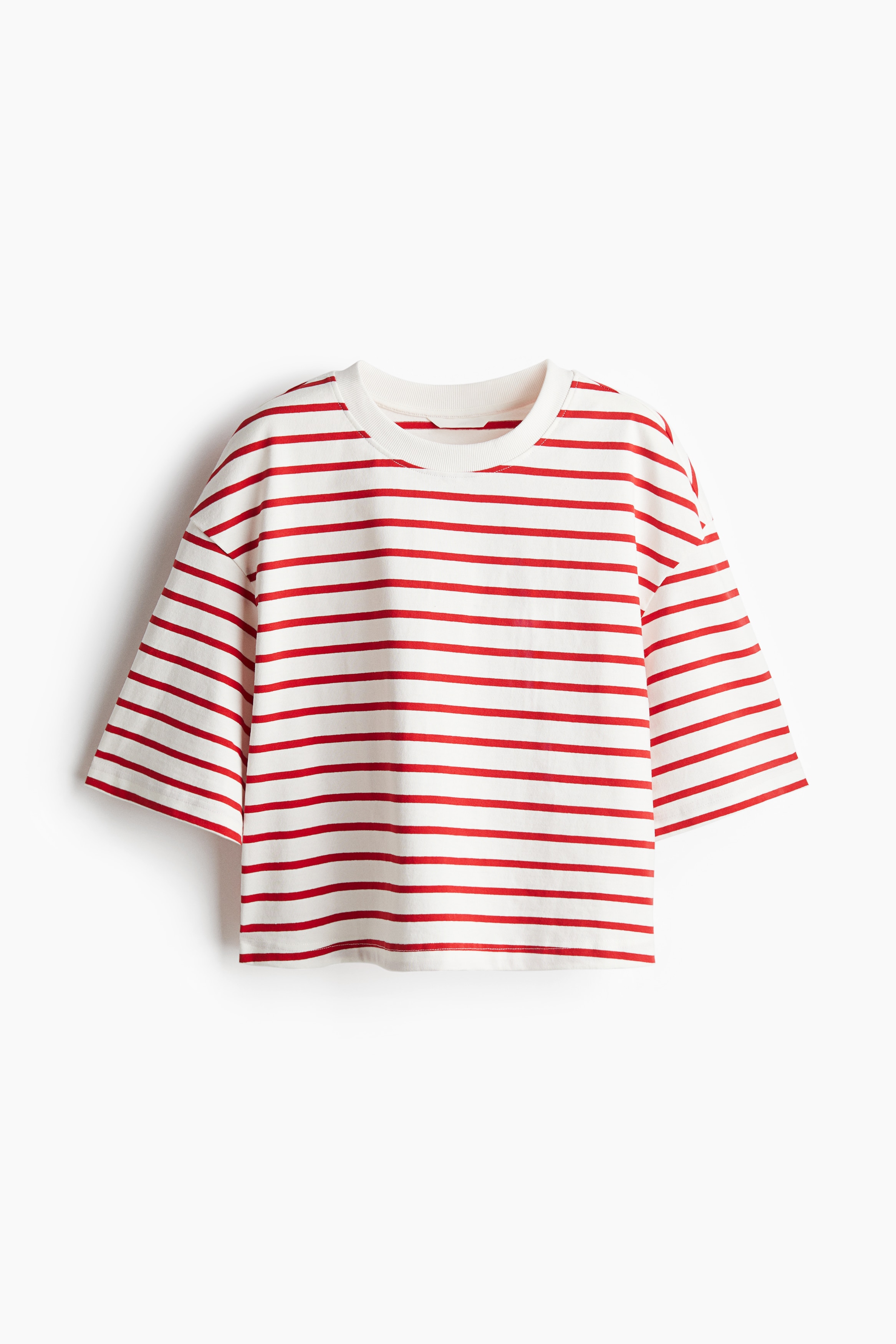 T-shirt corta - Bianco/rosso righe