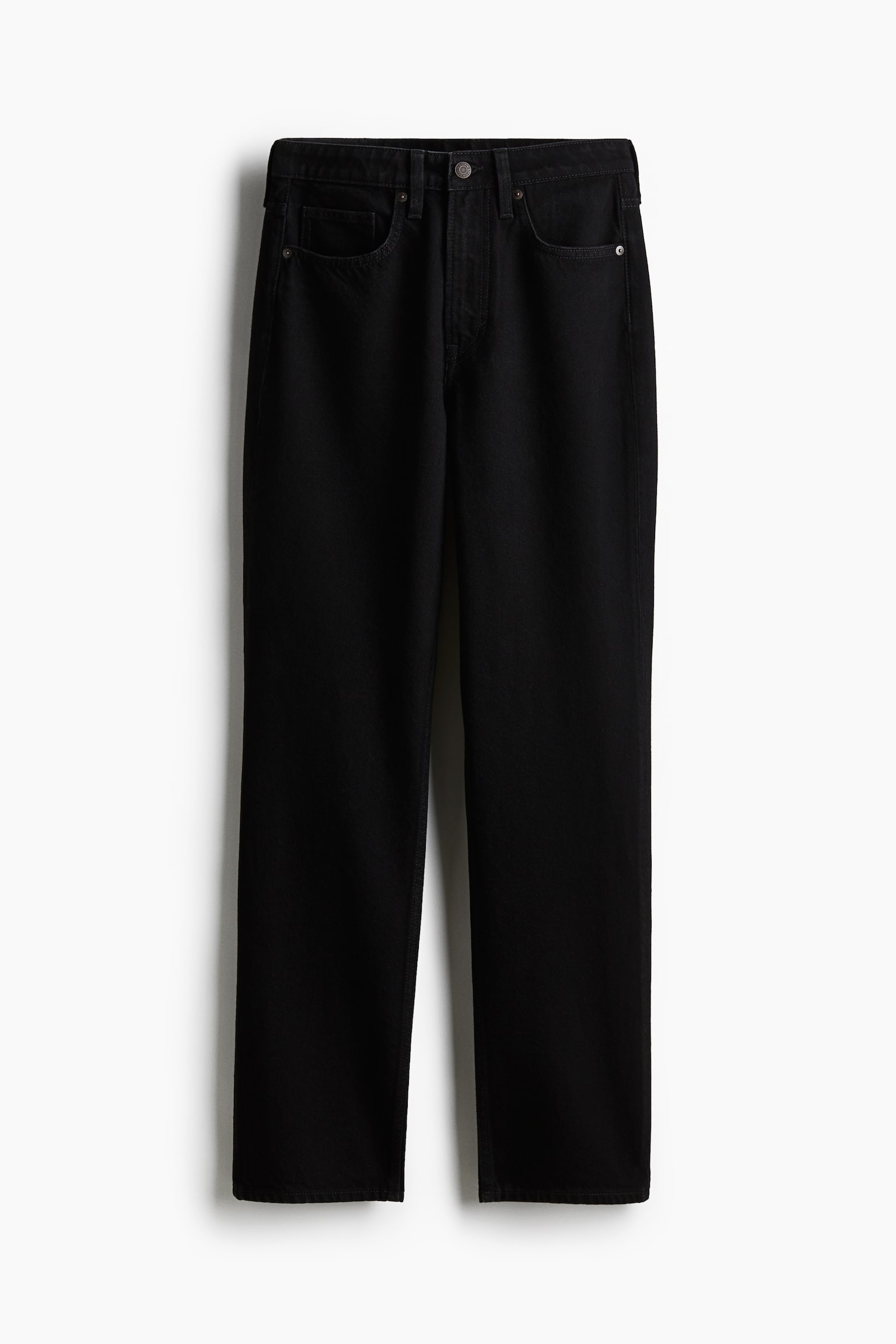 Женские джинсы H&M Straight High, цвет: Чёрный — фото 1