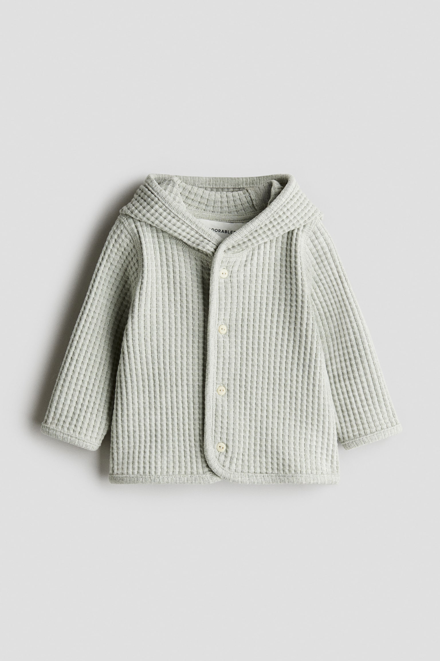 Детский кардиган H&M Waffled Cotton, цвет: Светлый пыльный зелёный — фото 1