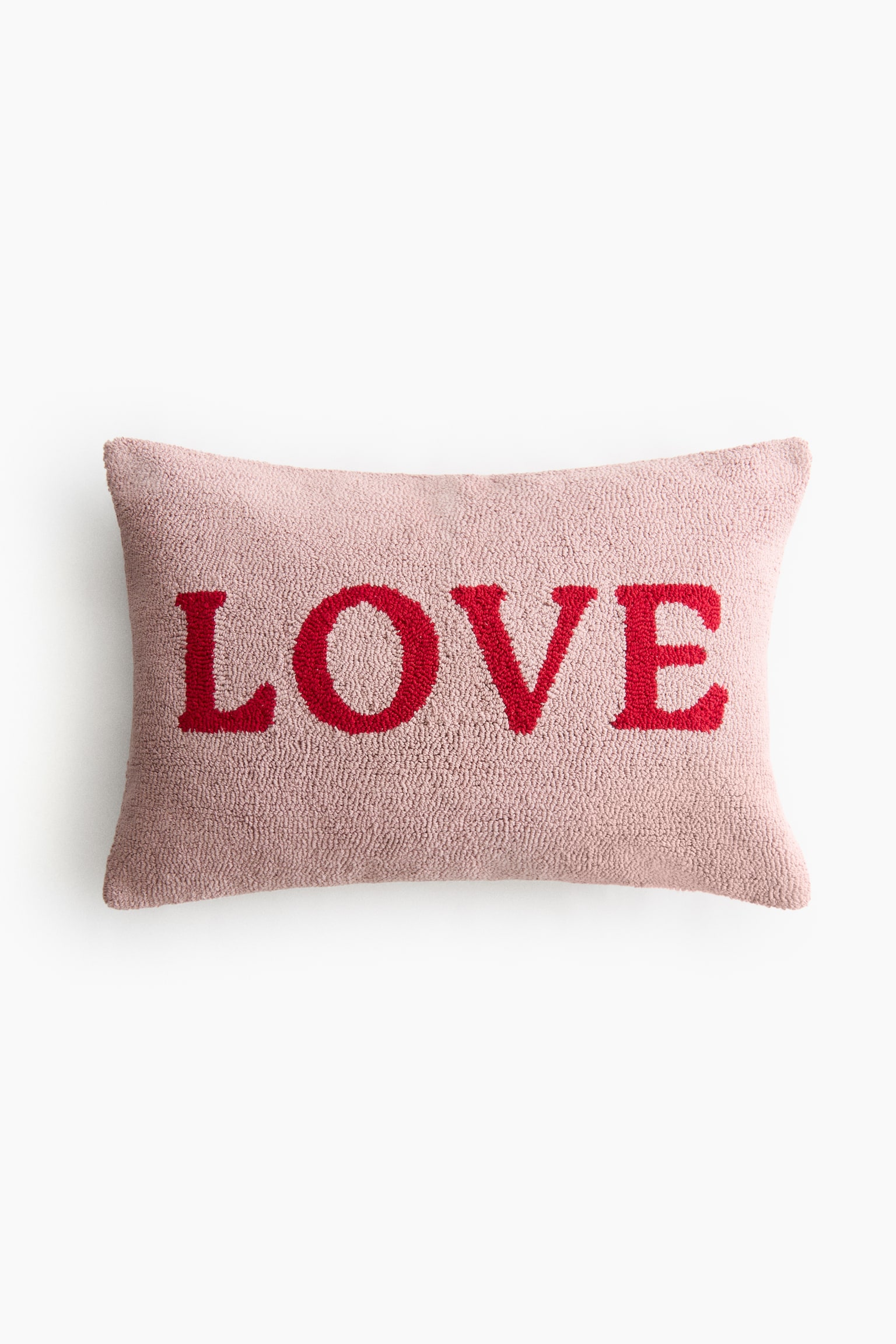Punch needle cushion cover - Light pink/Love - 1
