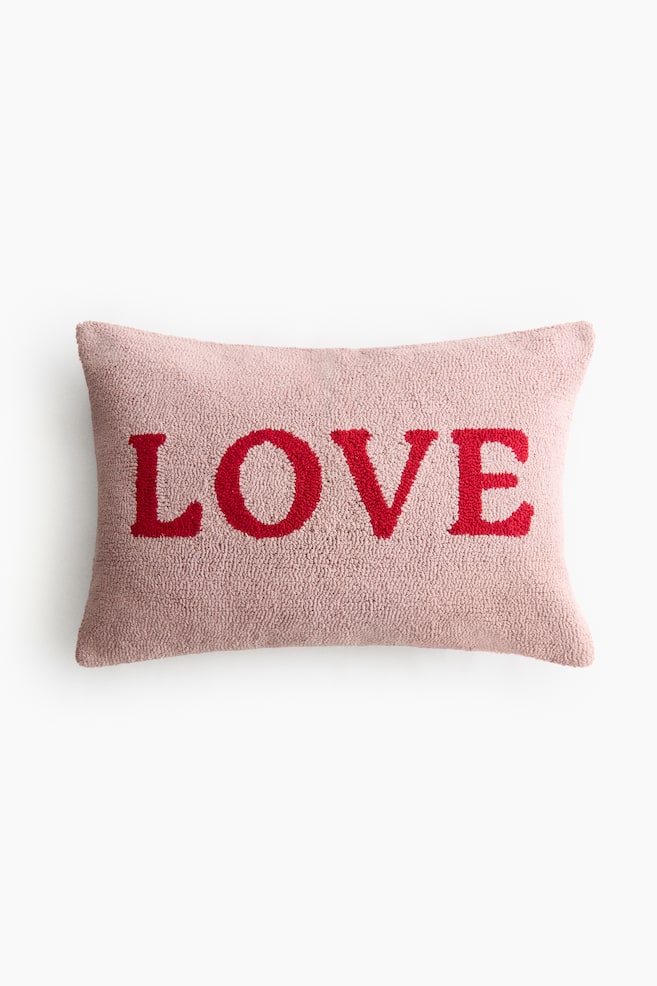 Kussenhoes met gepuncht motief - Lichtroze/Love - 1