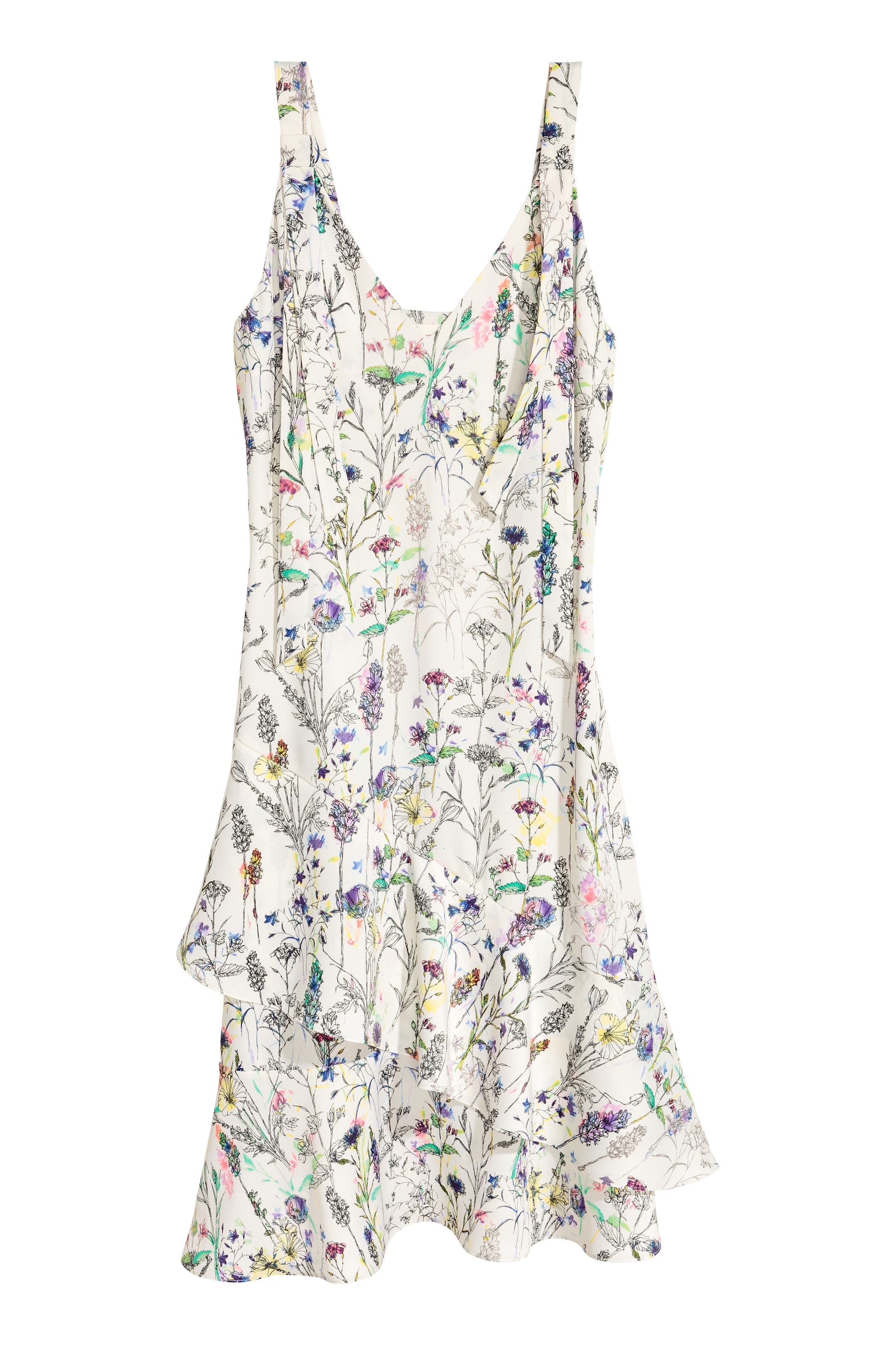 View larger image: Crêpe dress - Natural white/Floral - Ladies | H&M GB 1