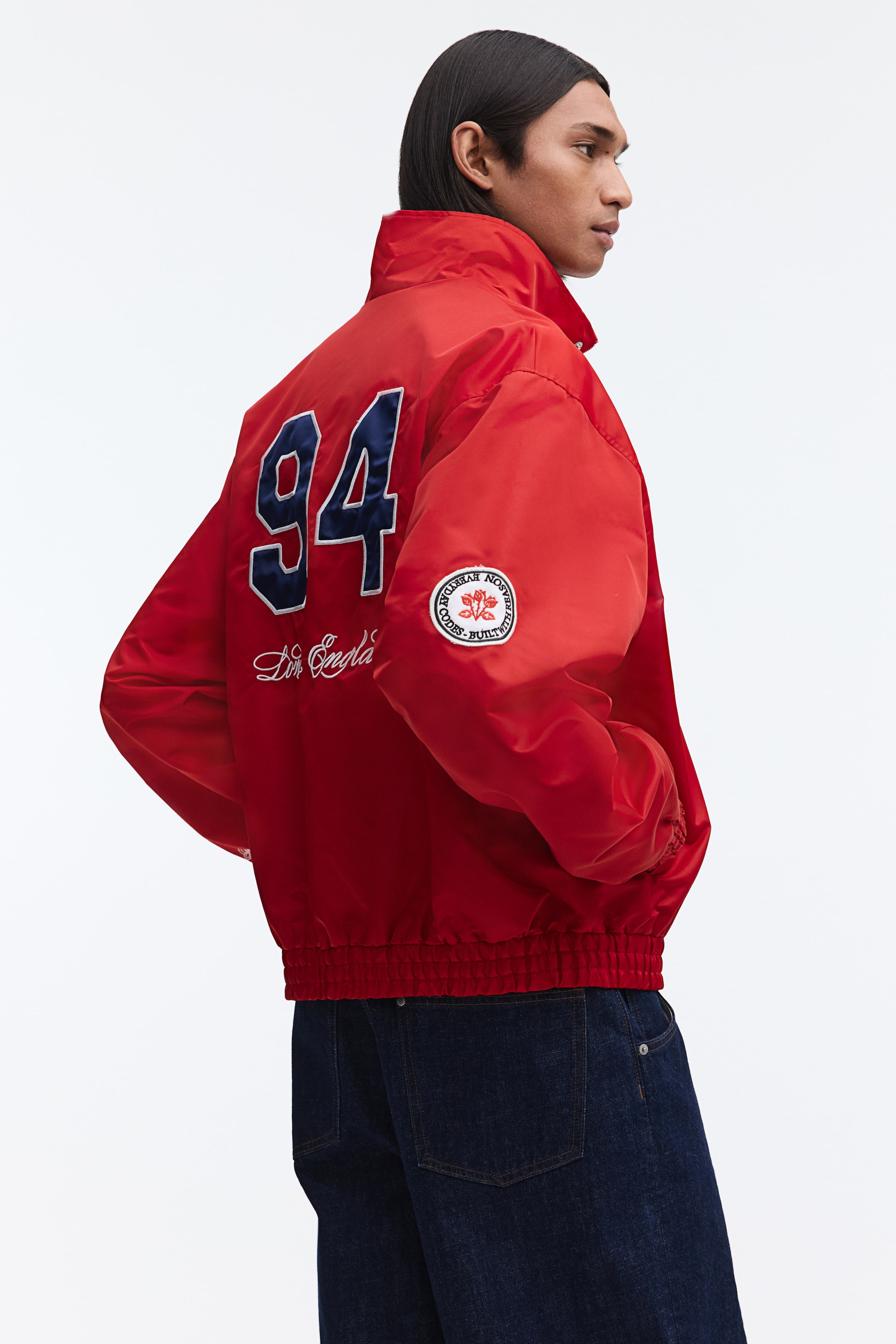 Мужские куртки H&M Loose-Fit Embroidered-Motif Nylon Track Jacket — фото 5