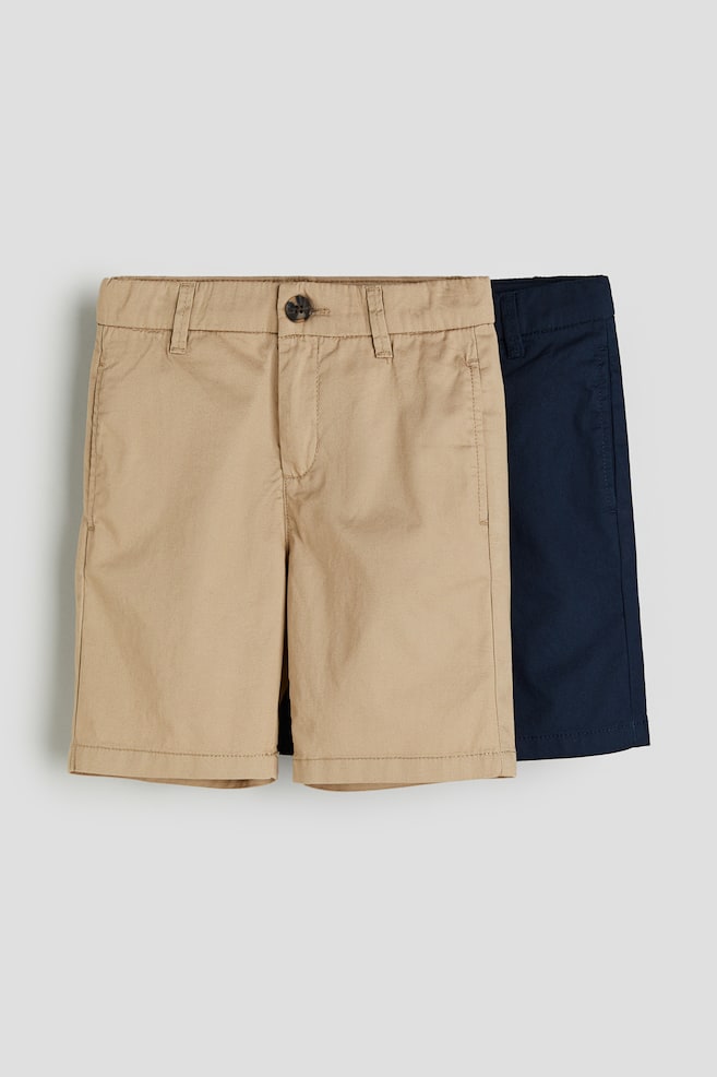 Lot de 2 shorts chino en coton - Beige/bleu marine - 1
