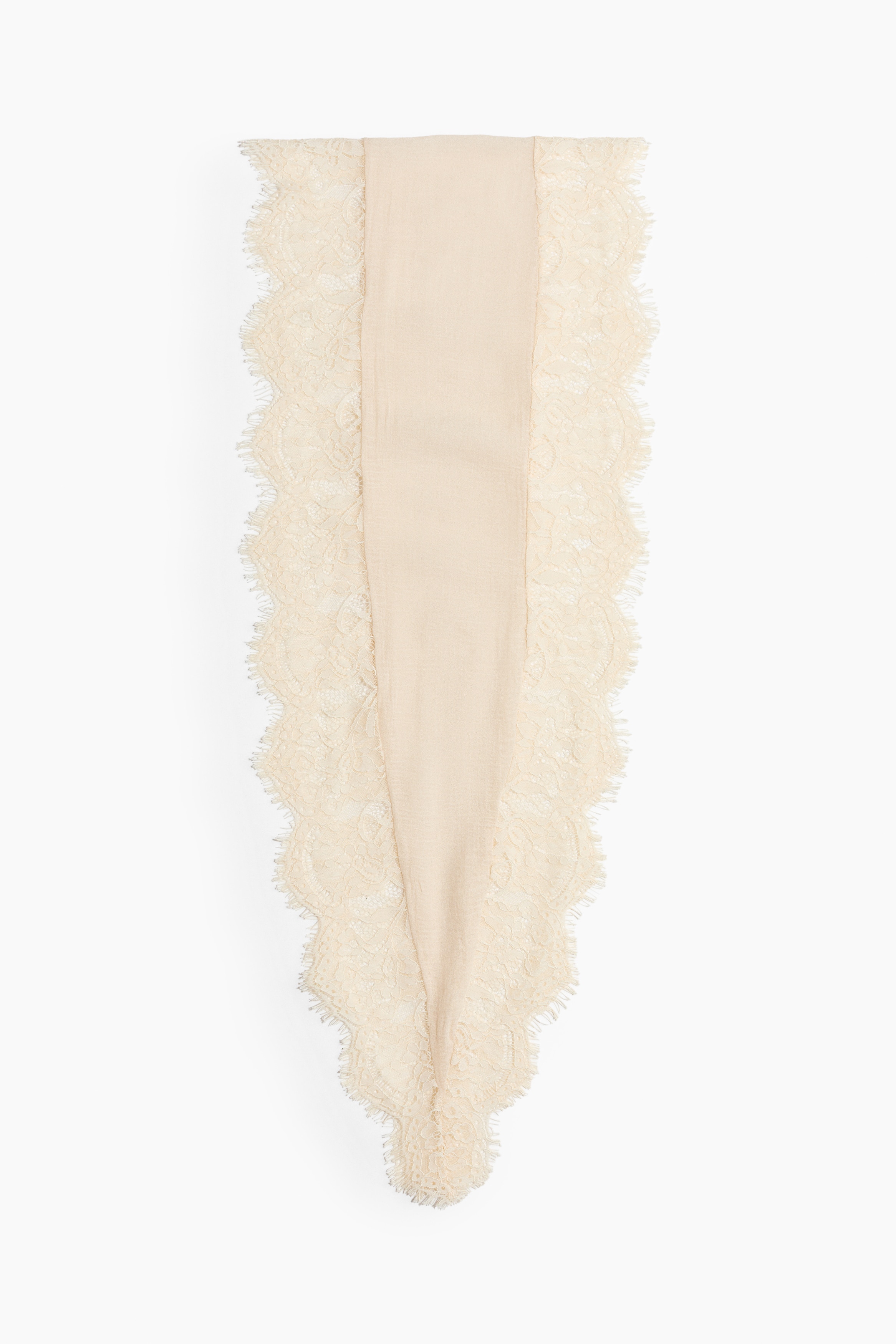 Lace-trimmed scarf - Vaaleanbeige