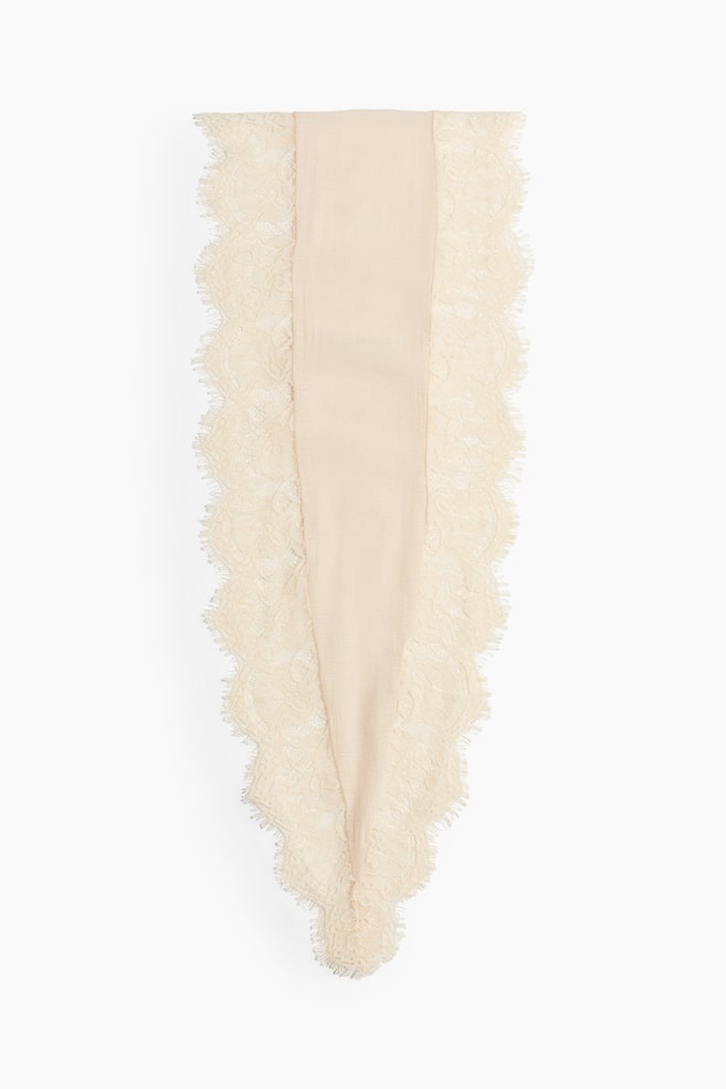 Lace-trimmed scarf - Light beige - 1