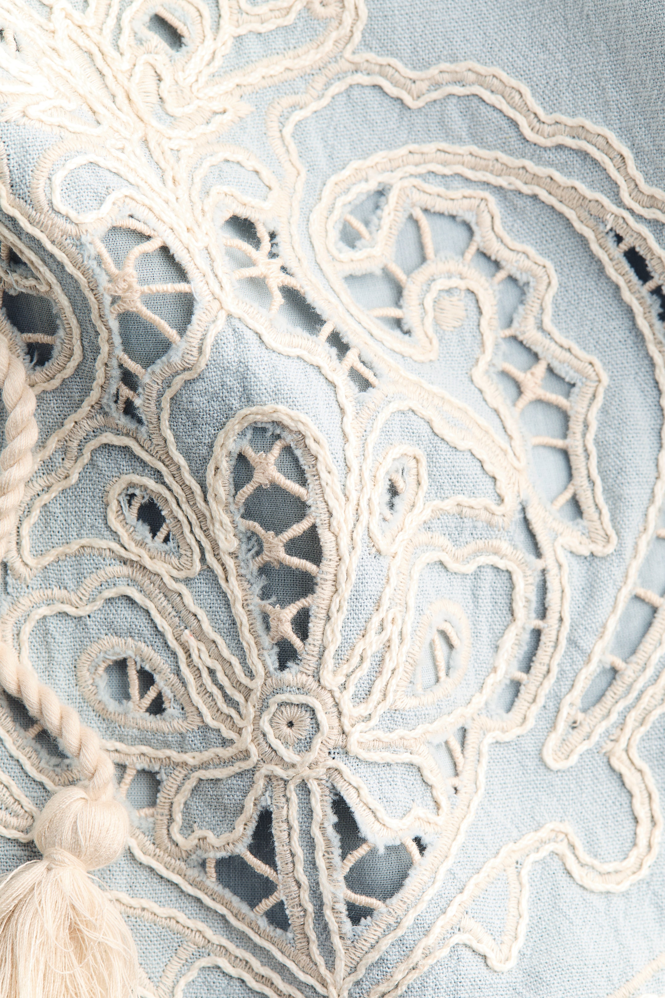 Linen-Blend Vest with Eyelet Embroidery