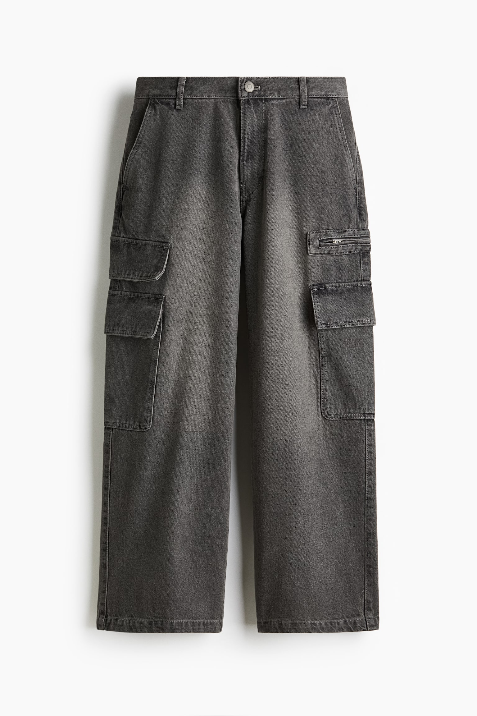 寬鬆工作牛仔褲 - 丹寧灰/丹寧黑 - 1