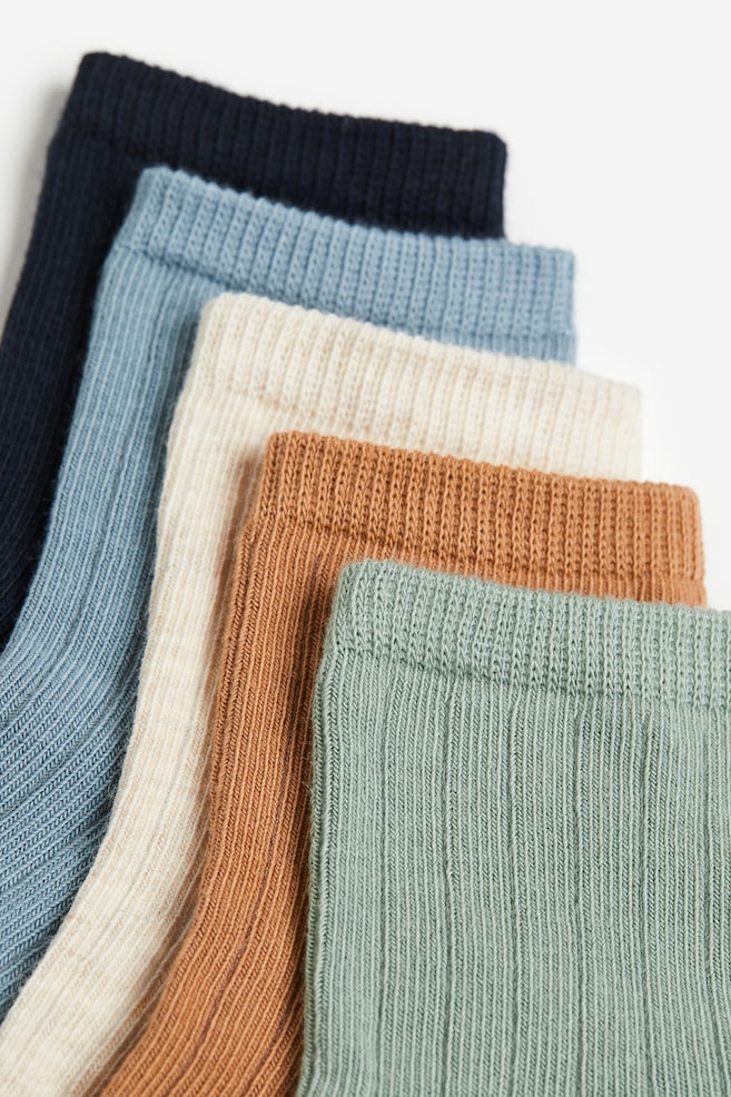 5-pack textured-knit socks - Light blue/Green/Cream/Beige/White/Black/dc - 2