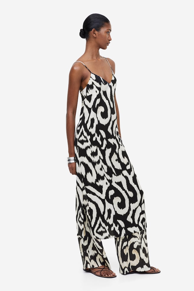 Crêpe slip dress - Black/Patterned/Black/Beige/Snakeskin-patterned - 5