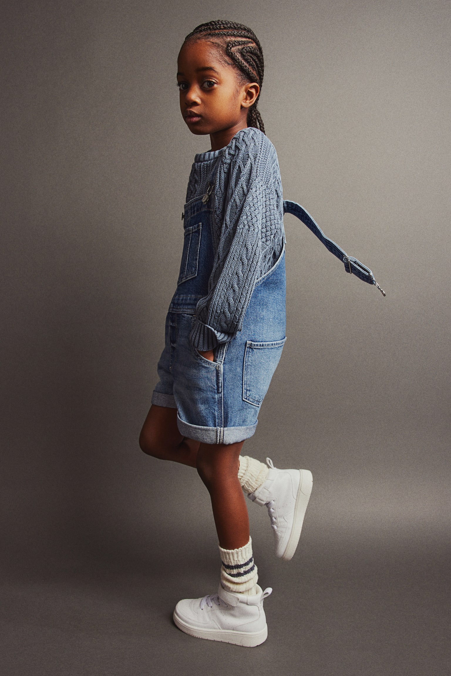 Denim Dungaree Shorts - Denim blue/Light denim blue/Light pink - 2