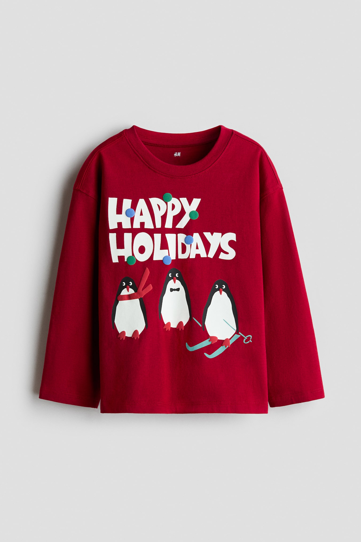 Printed long-sleeved T-shirt - Red/Happy Holidays/Blue/New York/Dark green/Big Brother/Dark grey/Eyes/Dark green/T. rex/Dark blue/Jolly Time Together/Dark grey/Monster truck/Dark red/NY/Light green/Meet Me/Turquoise/Little Brother/Cream/Fir trees