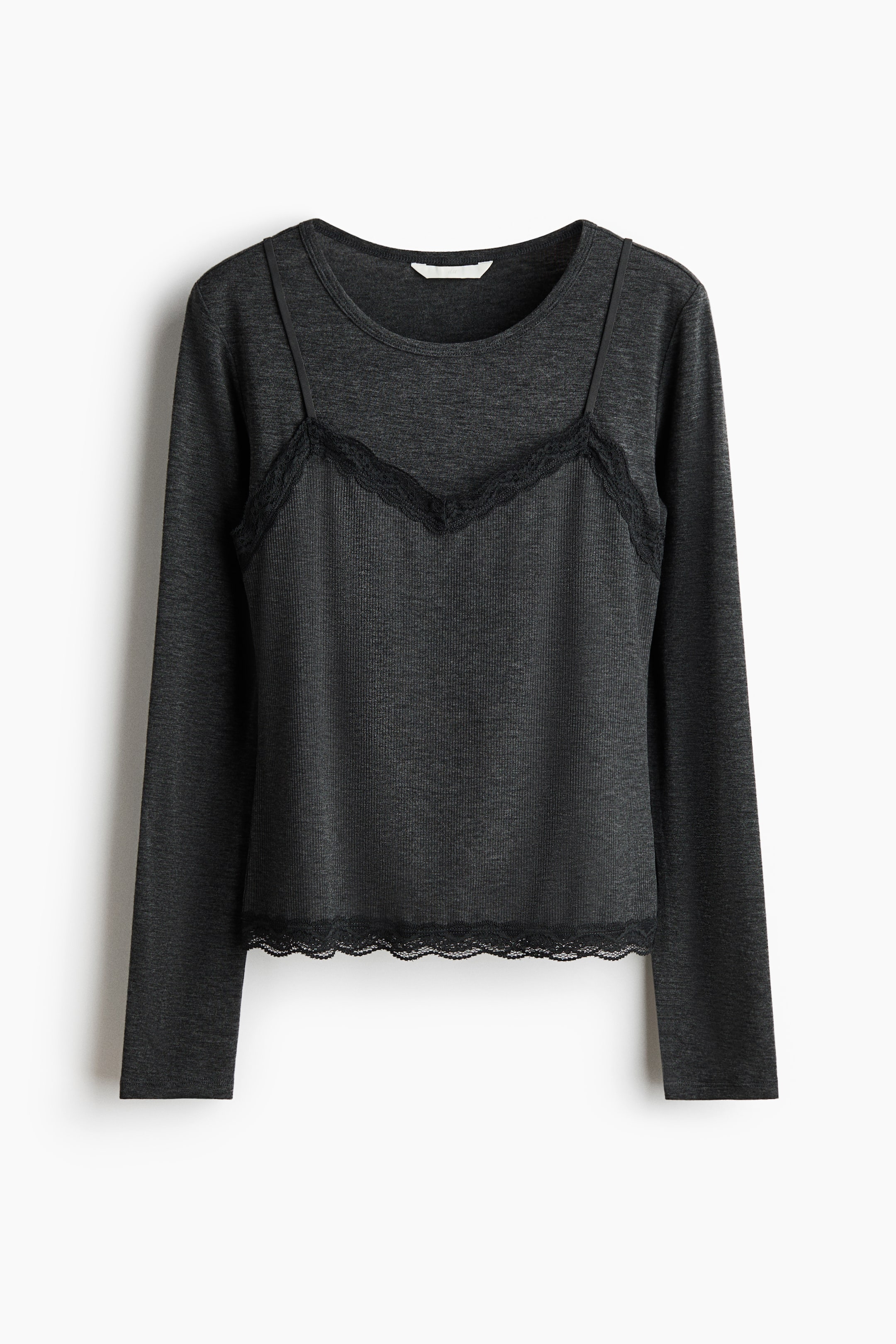 拡大画像を表示: レイヤードトップス - Dark grey marl - レディース | H&M JP 1