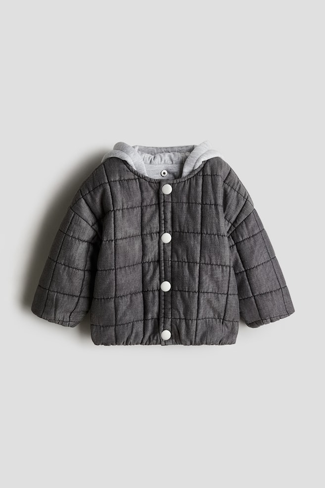 Quilted denim jacket - Dark grey - 1