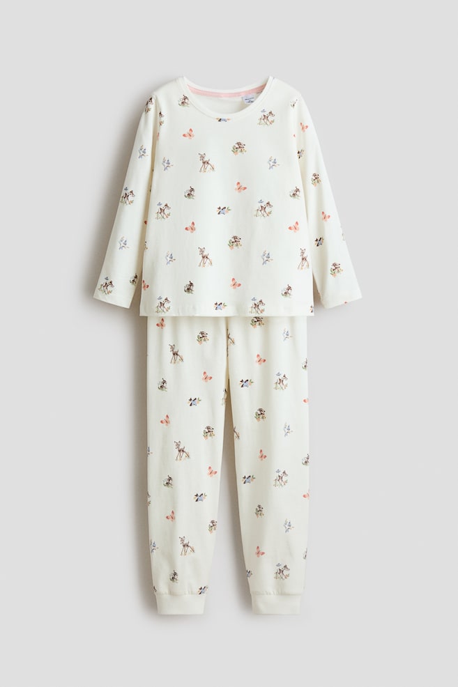 Pyjama en coton imprimé - Crème/Bambi - 1