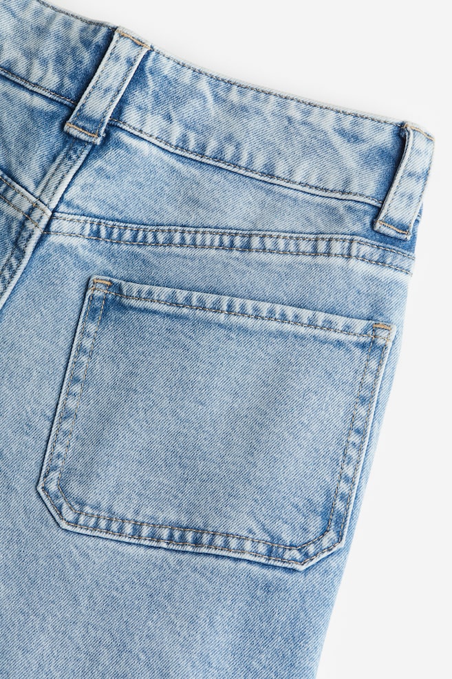 Loose Fit Wide Leg Cargo Jeans - Bleu denim/Bleu denim clair/Blanc - 4